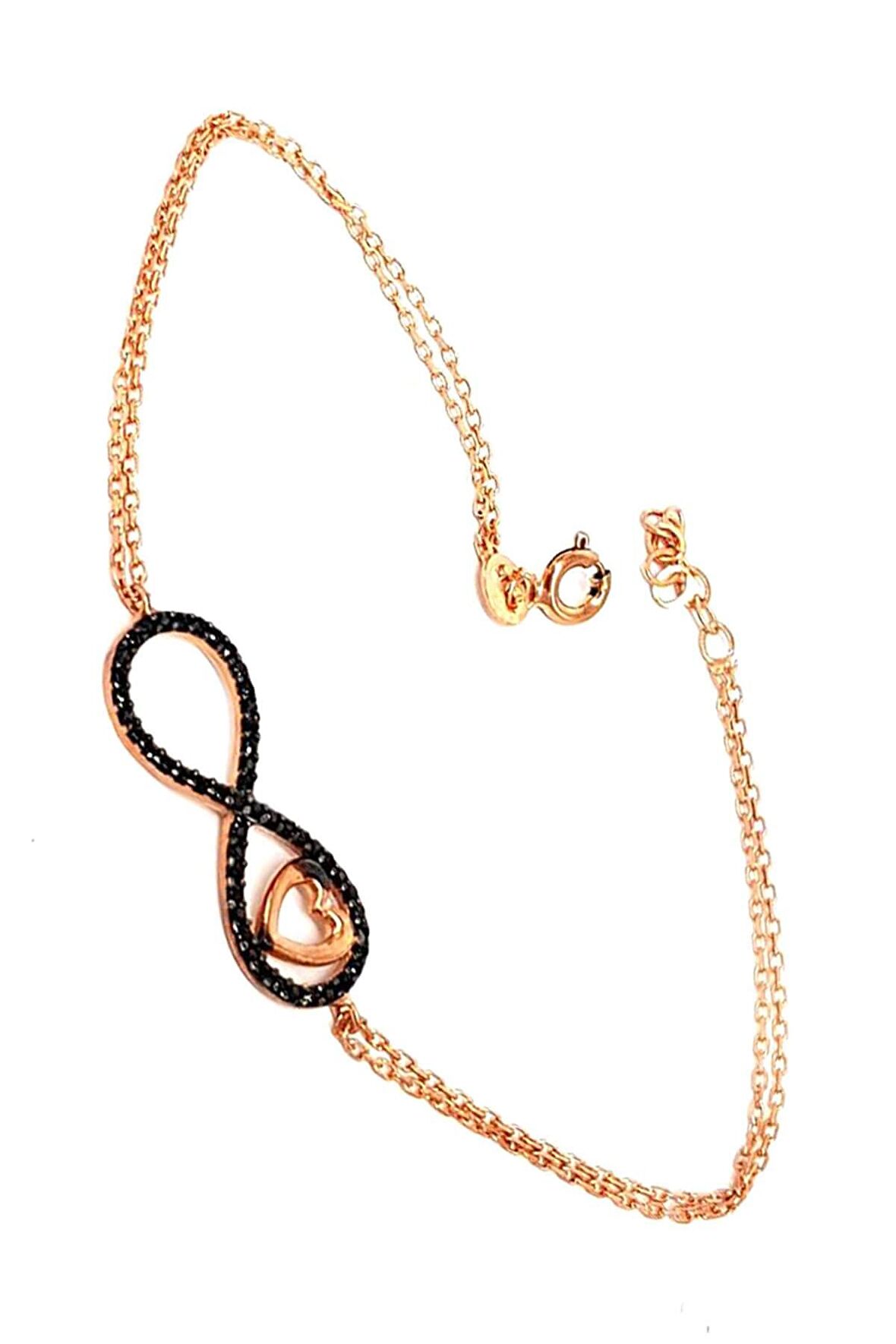 Onilks Taşlı Gümüş Sonsuzluk ve Kalp Figürlü bileklik 