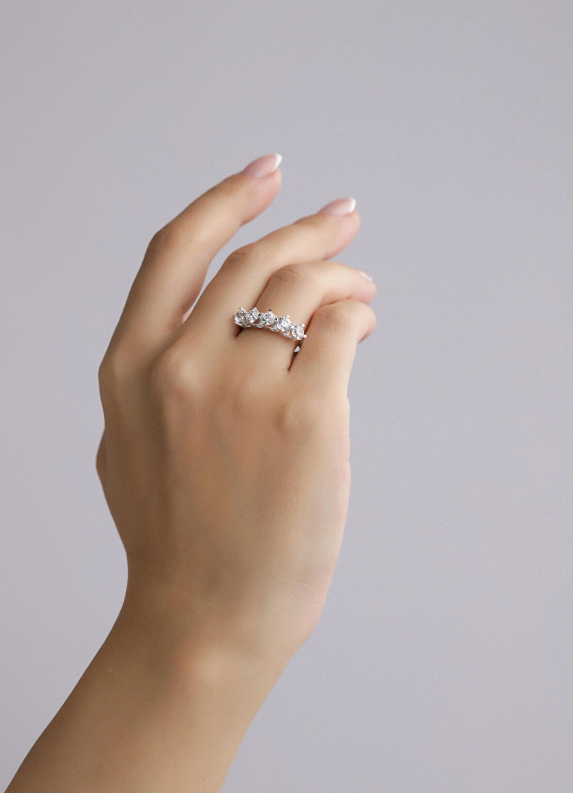 Nar-in Altın Mücevherat Beştaş Beyaz Altın Yüzük 086