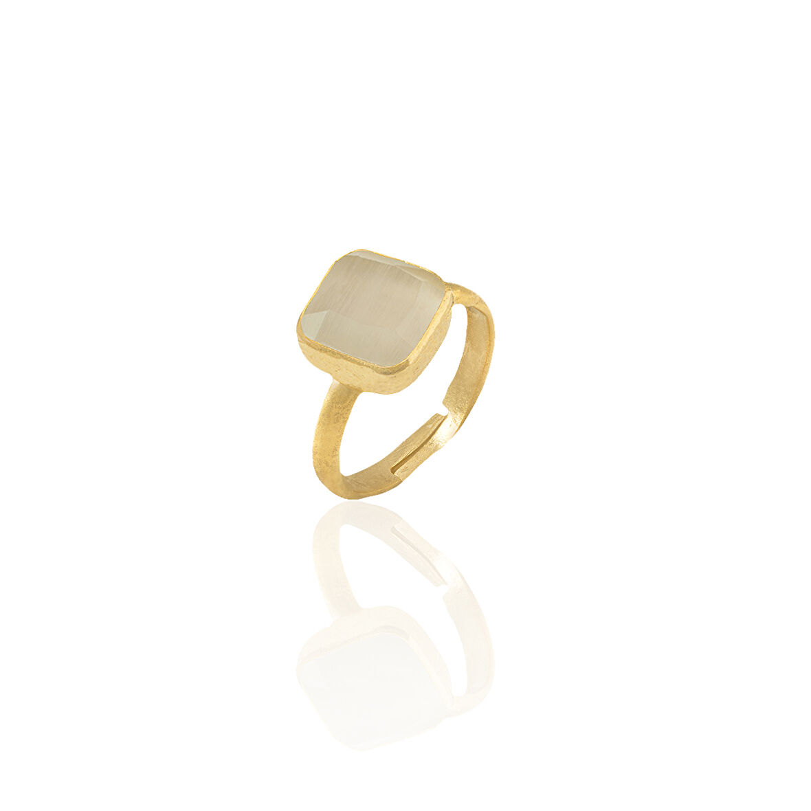 Kadir Jewellery 22 Ayar Altın Kaplama Zirkon Taşlı Kadın Minimal Yüzük