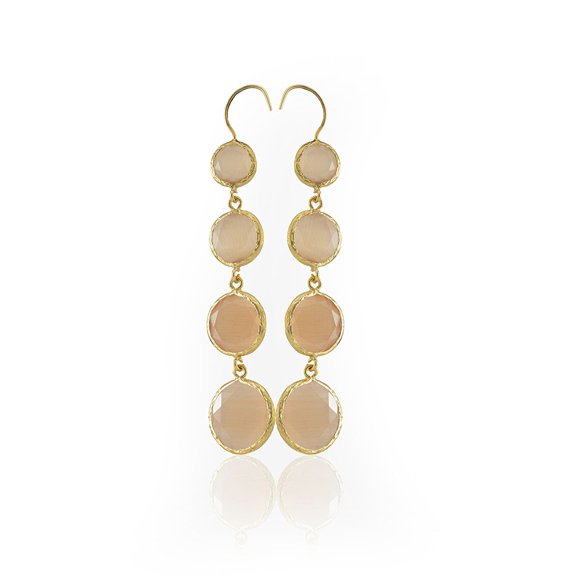 Kadir Jewellery 22 Ayar Altın Kaplama Kadın Sallantılı Küpe -El İşçiliği Ve Hipoalerjenik Küpe