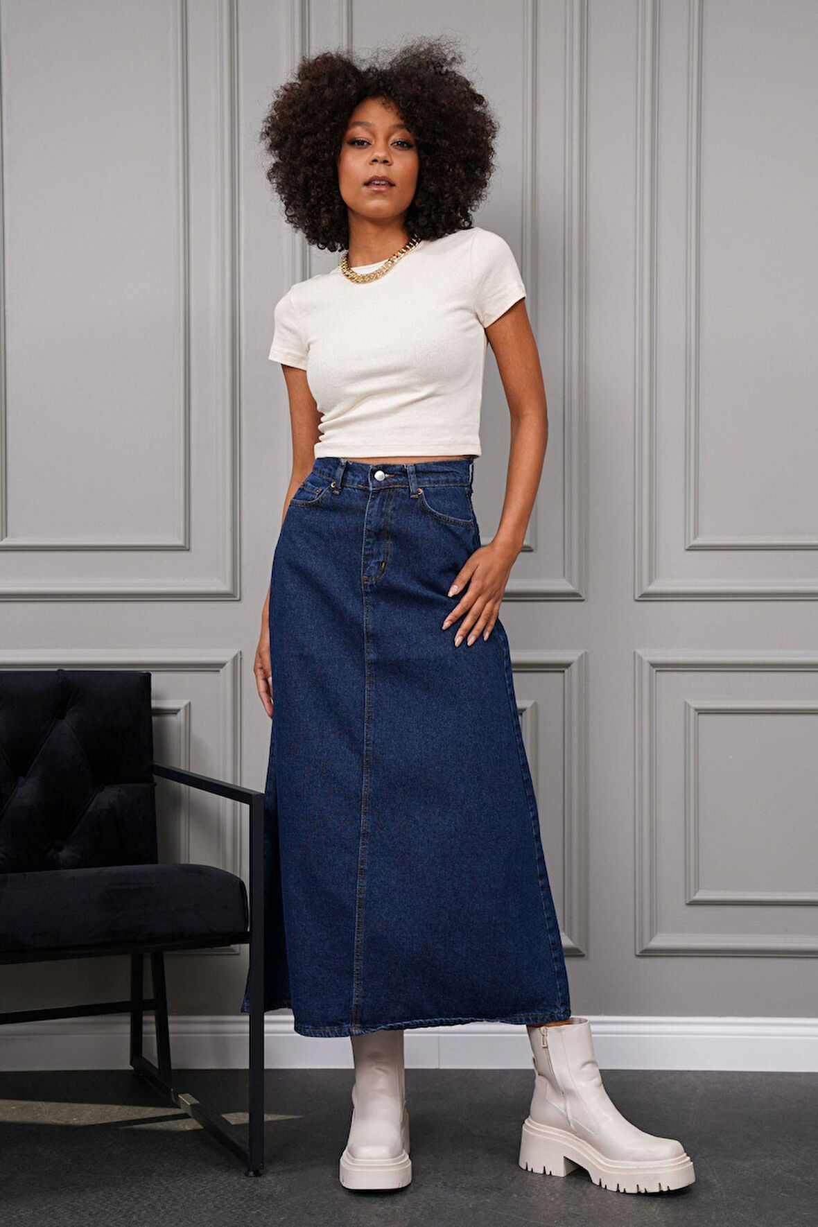 Kadın Maxi Boy Denim Etek