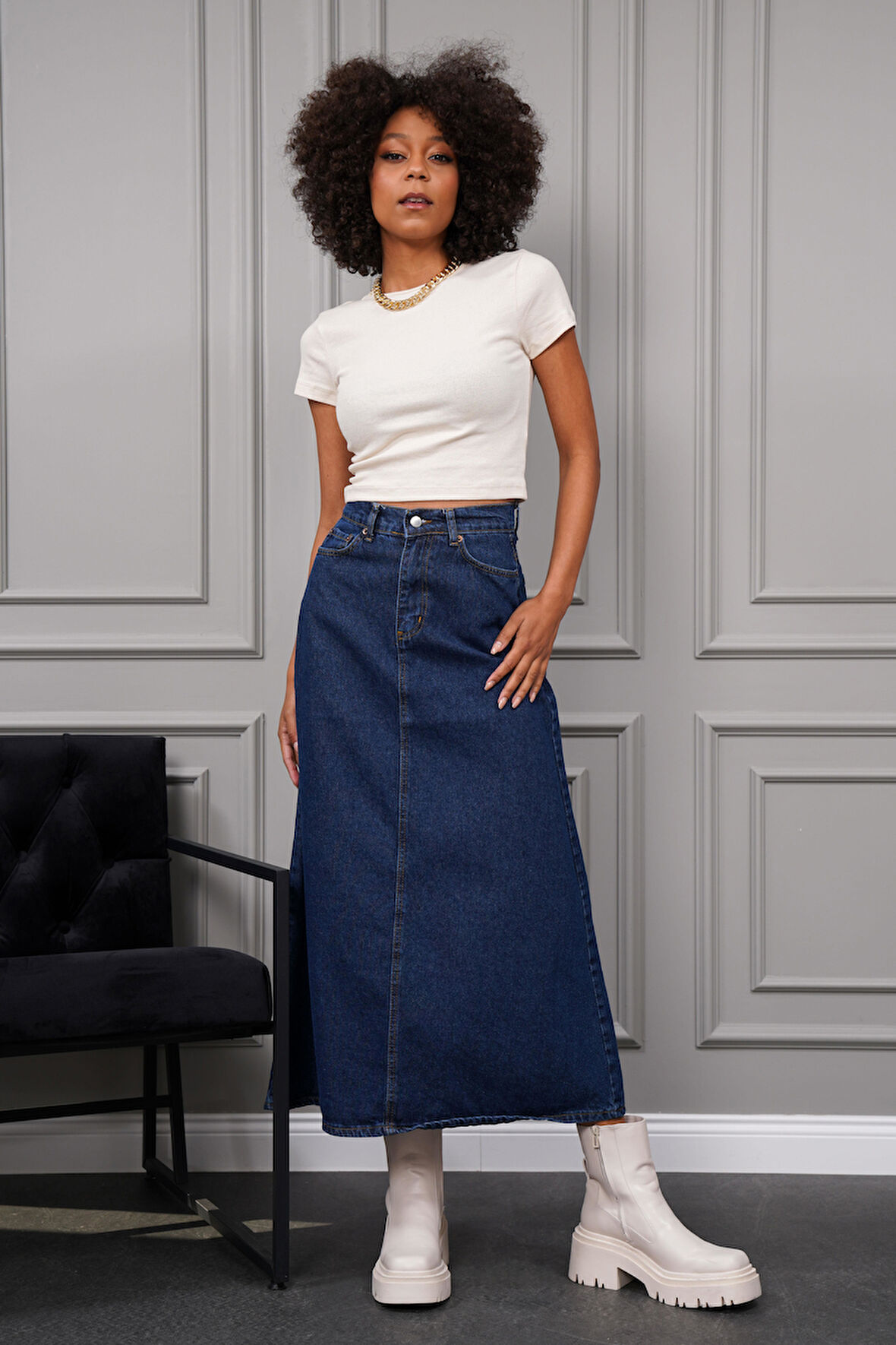 Kadın Maxi Boy Denim Etek