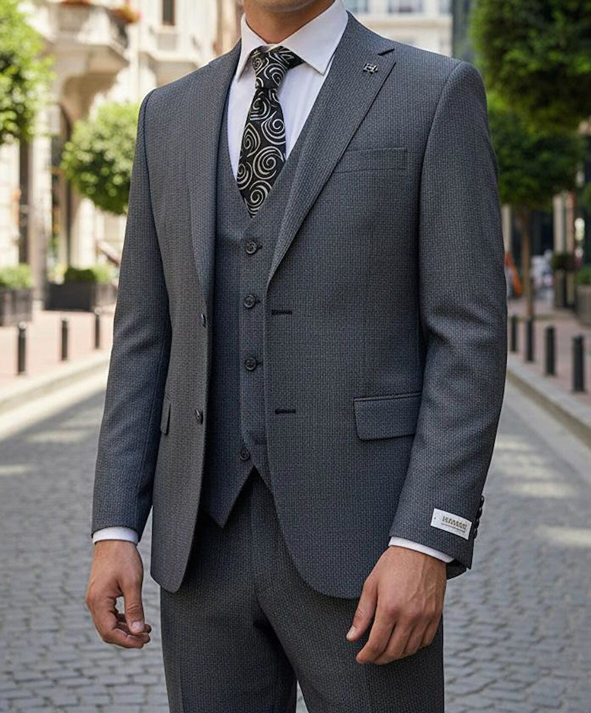 Mavi Yelekli Takım Elbise Modern Fit