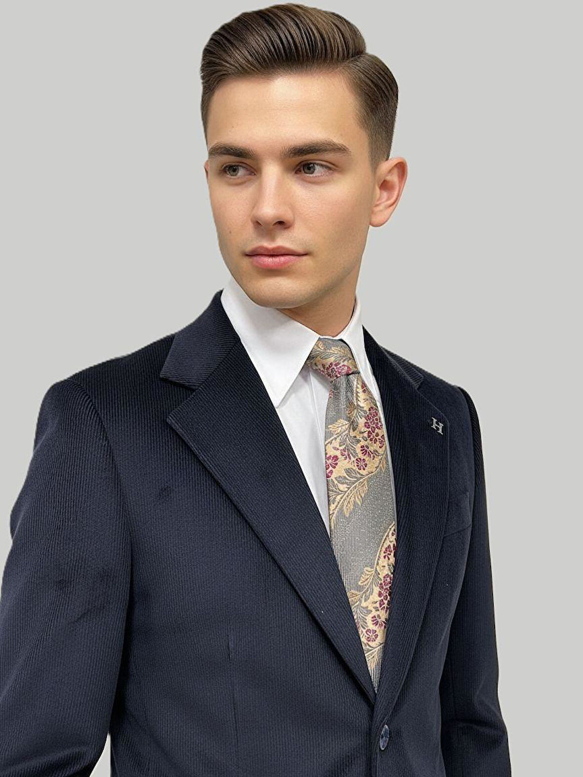 Hermose Lacivert Kadife Modern Fit Ceket