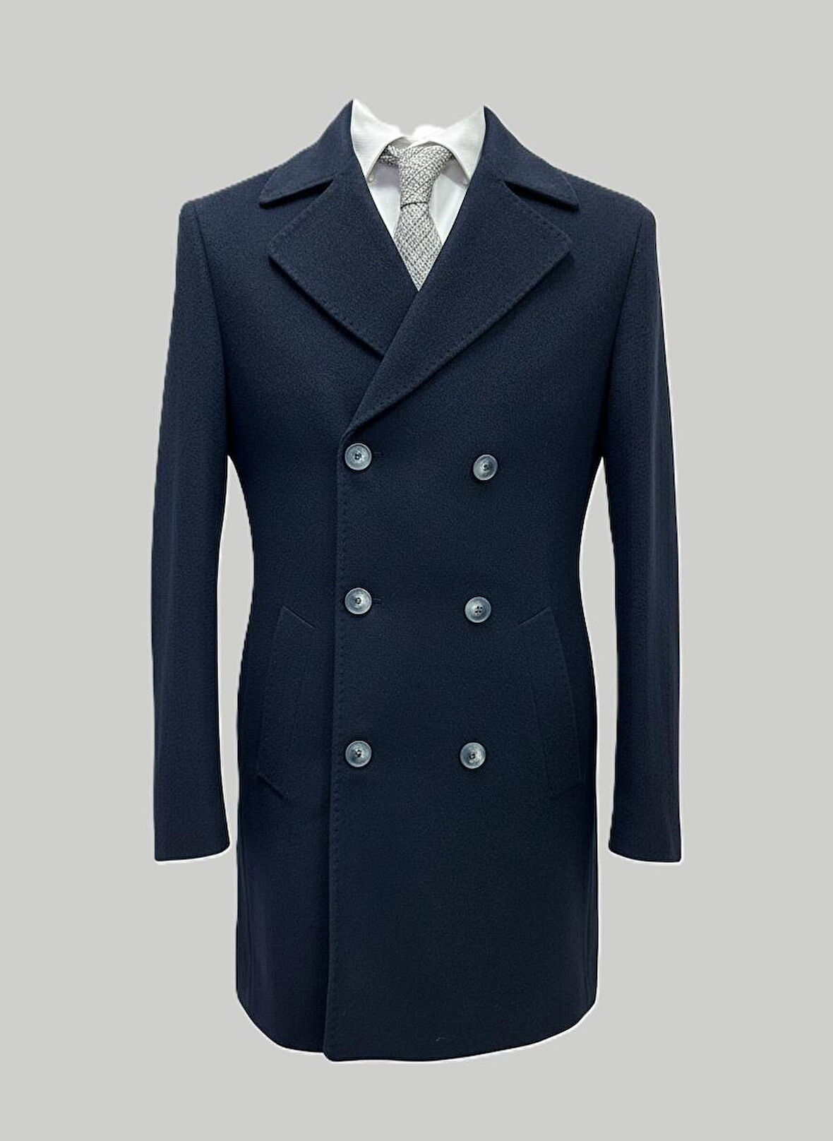 Hermose Lacivert Kruvaze Erkek Kaban