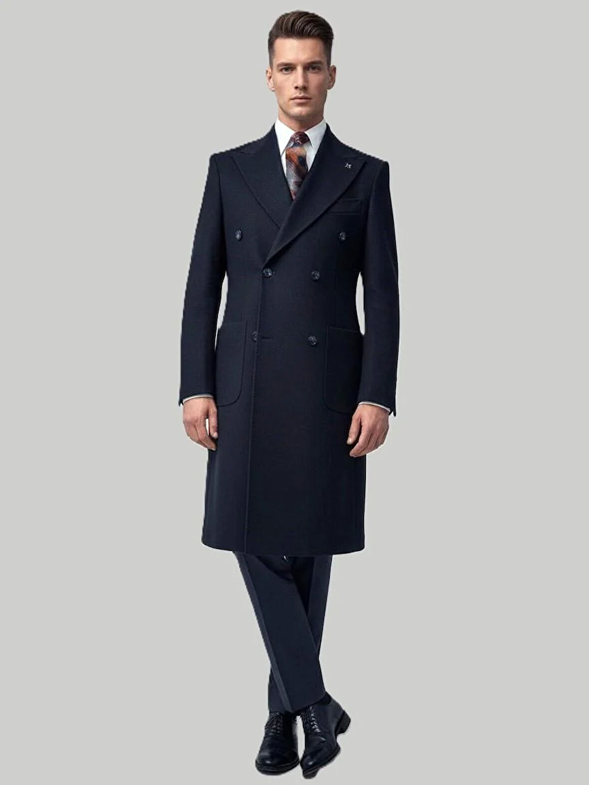 Hermose Lacivert Kruvaze Modern Fit Kaşe Takım Elbise | Premium Collection