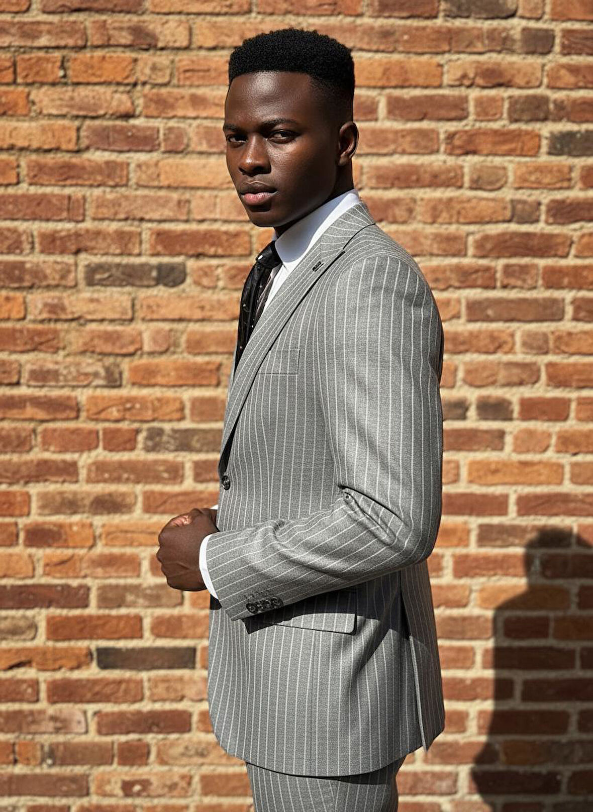 Gri Çizgili Modern Fit Erkek Ceket