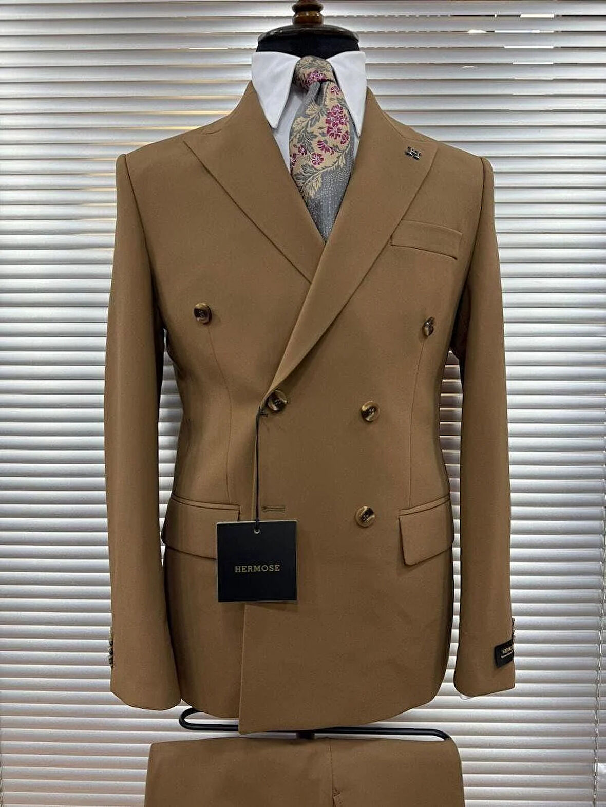 Kahve Rengi Kruvaze Modern Fit Erkek Takım Elbise