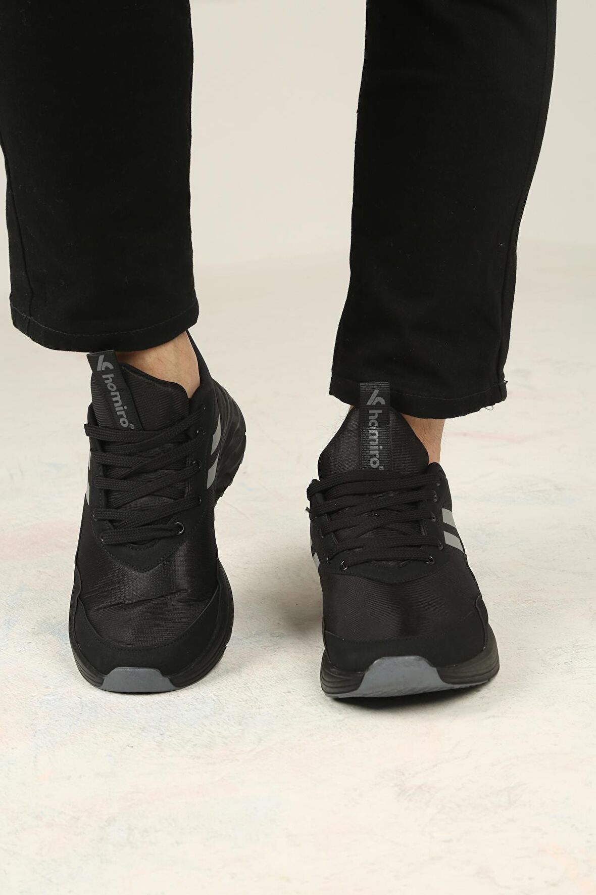 Erkek Bağcıklı Spor Sneaker-Siyah