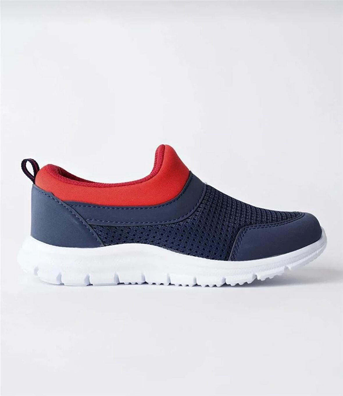 Bağcıksız Çocuk Triko Spor Ayakkabı-Lacivert Kırmızı