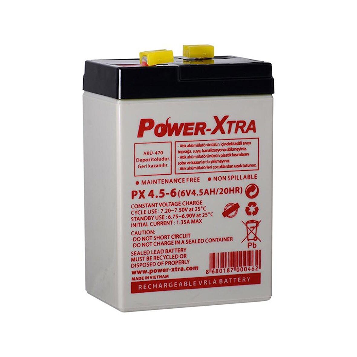 Power-Xtra 6V 4.5Ah Bakımsız Akü