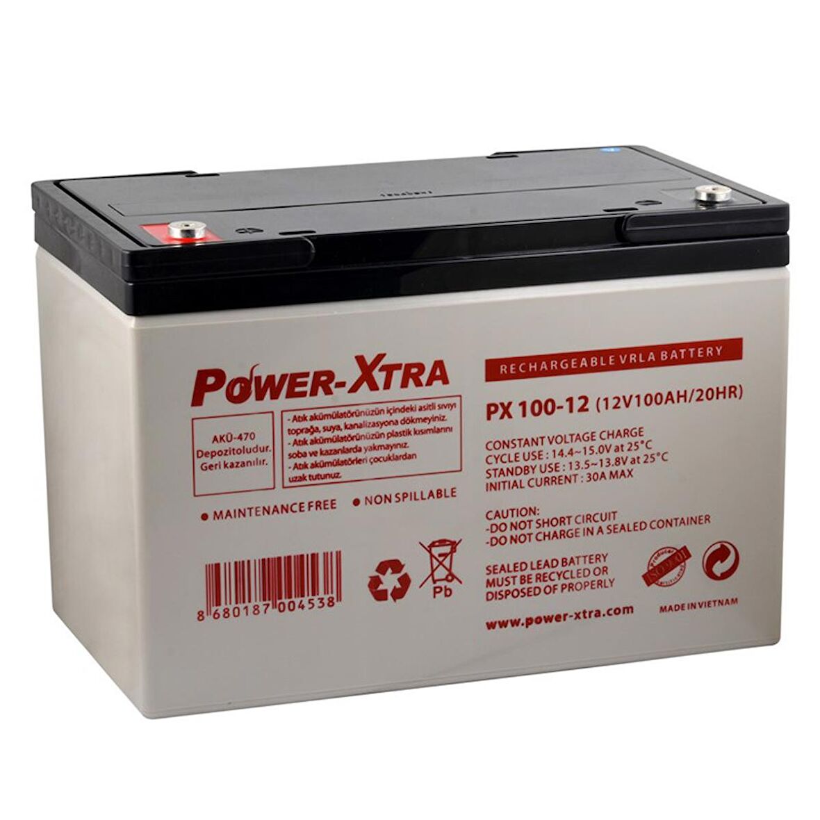 Power-Xtra 12V 100 Ah Bakımsız Kuru Akü