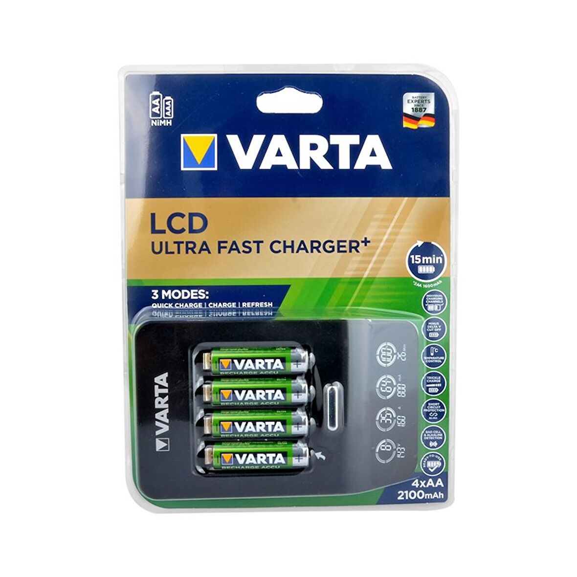 Varta 57685101441 LCD Ultra Hızlı Pil Şarj Cihazı 4x2100 mAh Pilli