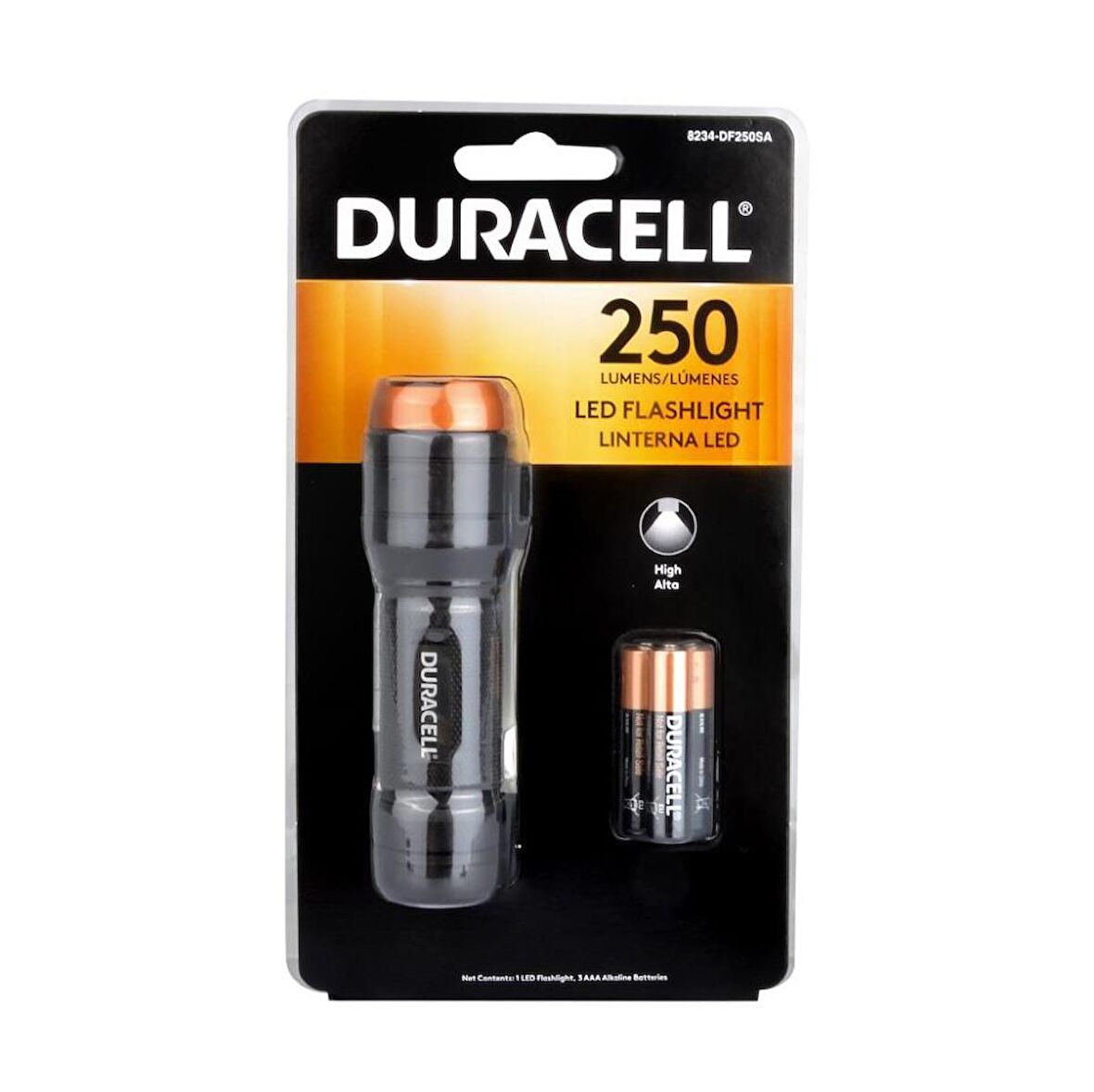 Duracell 250 Lümen Ledli Alüminyum El Feneri + 3 AAA Piller Dahil (8234-DF250SA)