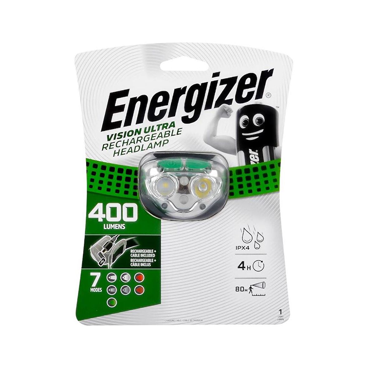 Energizer Vision Ultra HD Ledli Şarjlı Kafa Feneri 400 Lümen