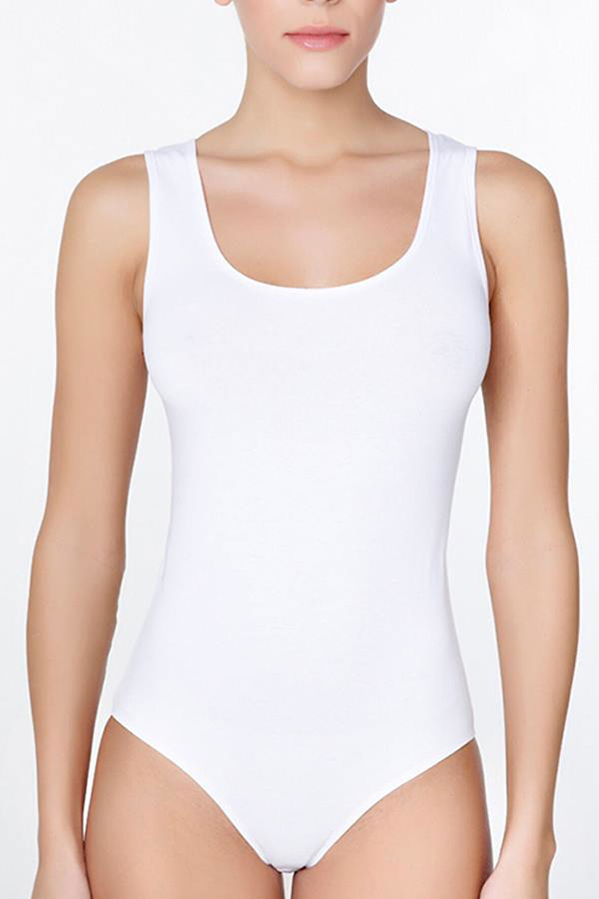 Kadın Geniş Askılı Beyaz Body 761