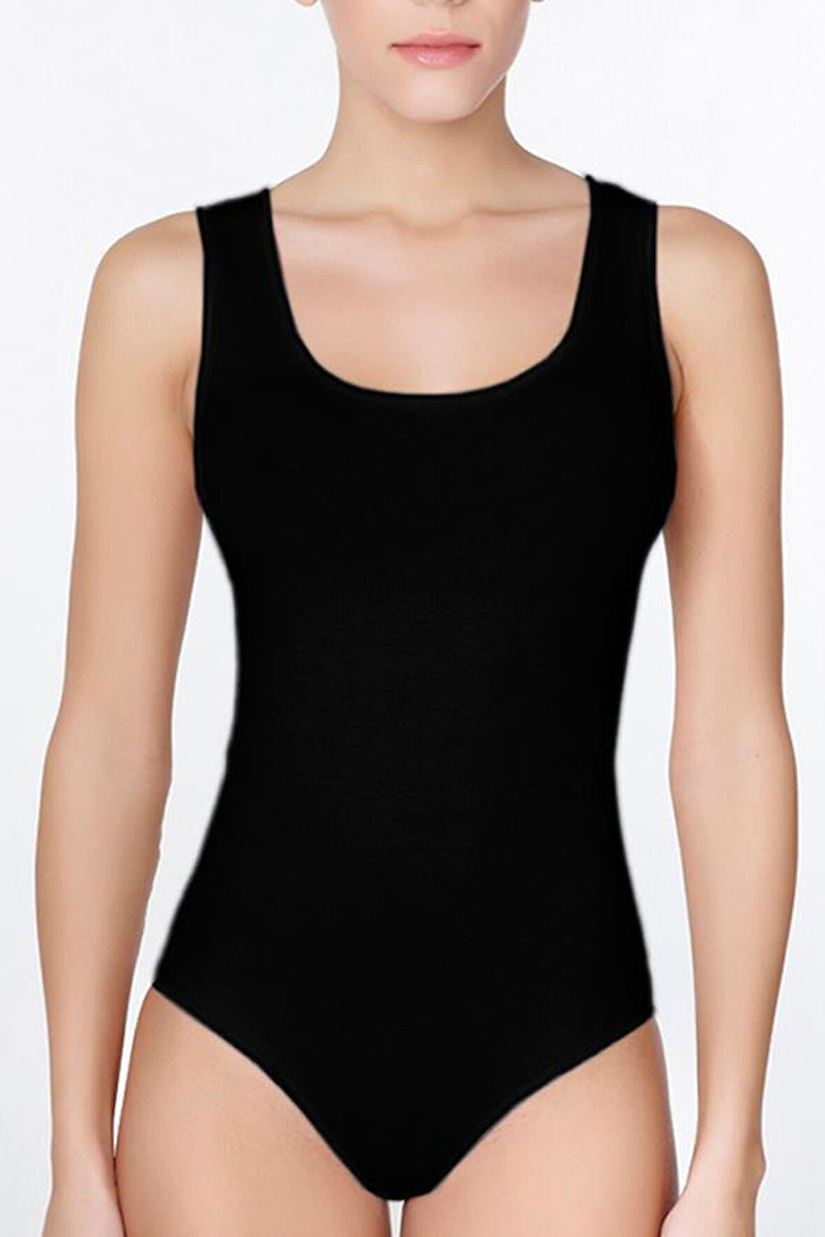 Kadın Geniş Askılı Siyah Body 761
