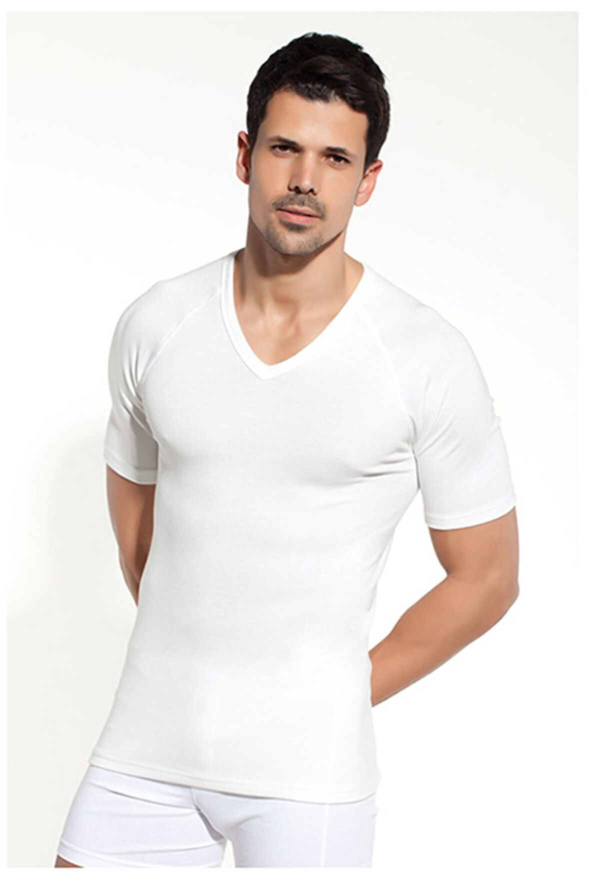 Erkek V Yaka Beyaz Fanila 1003