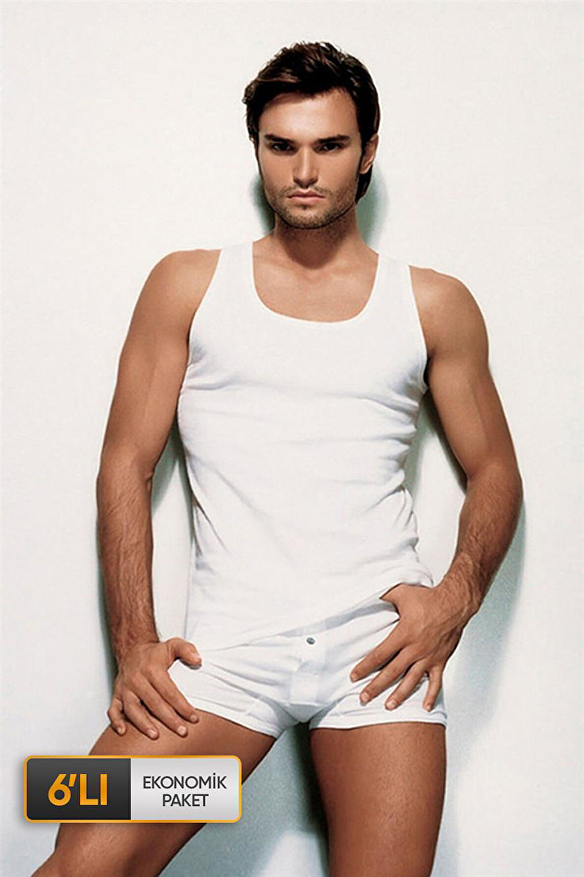 Erkek Ribana Beyaz Atlet 0775 6'lı Ekonomik Paket