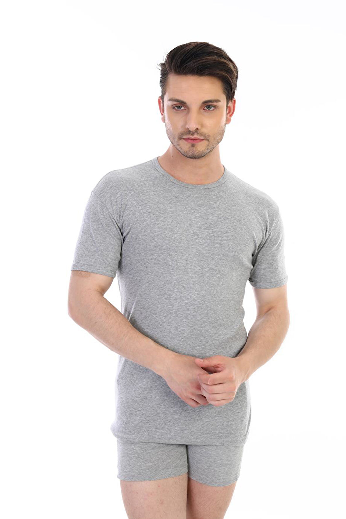 Erkek Ribana Bisiklet Yaka Gri Fanila 841