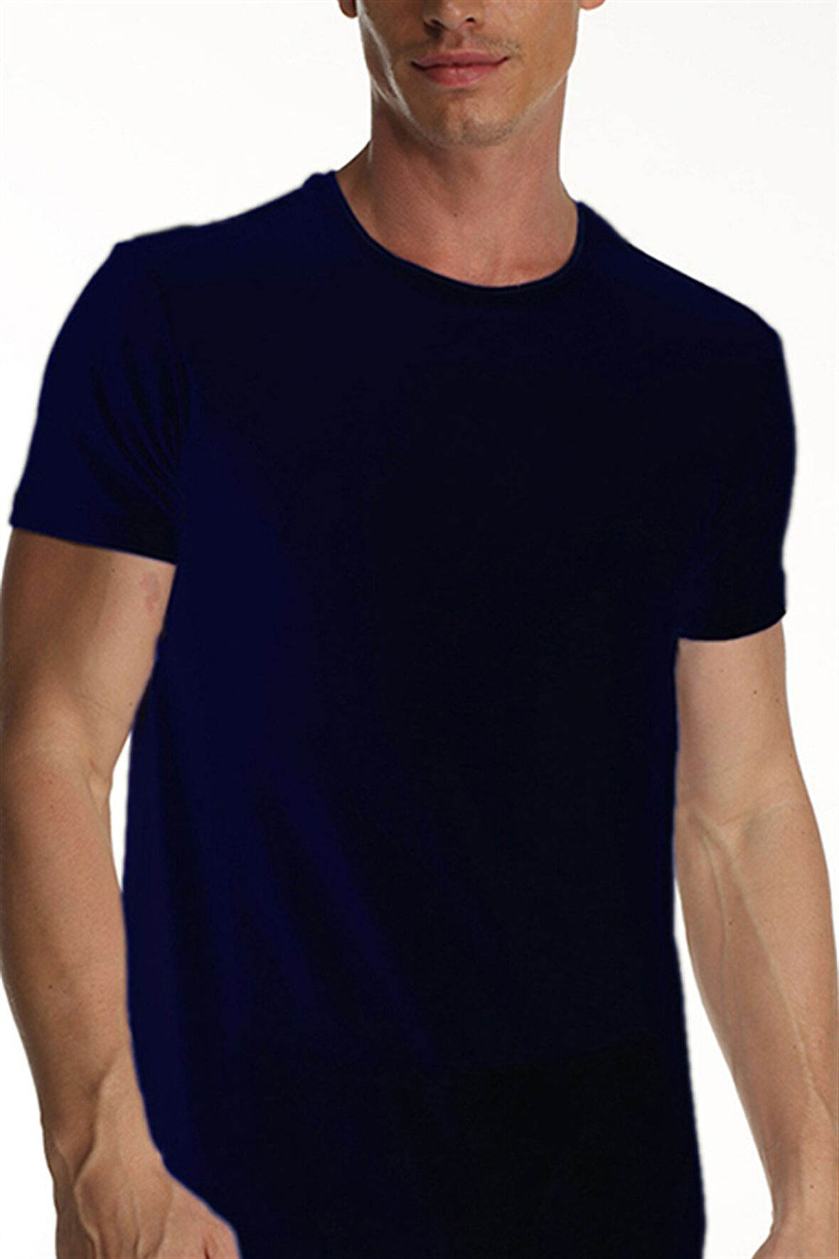 Erkek Elastanlı Lacivert T-shirt 954