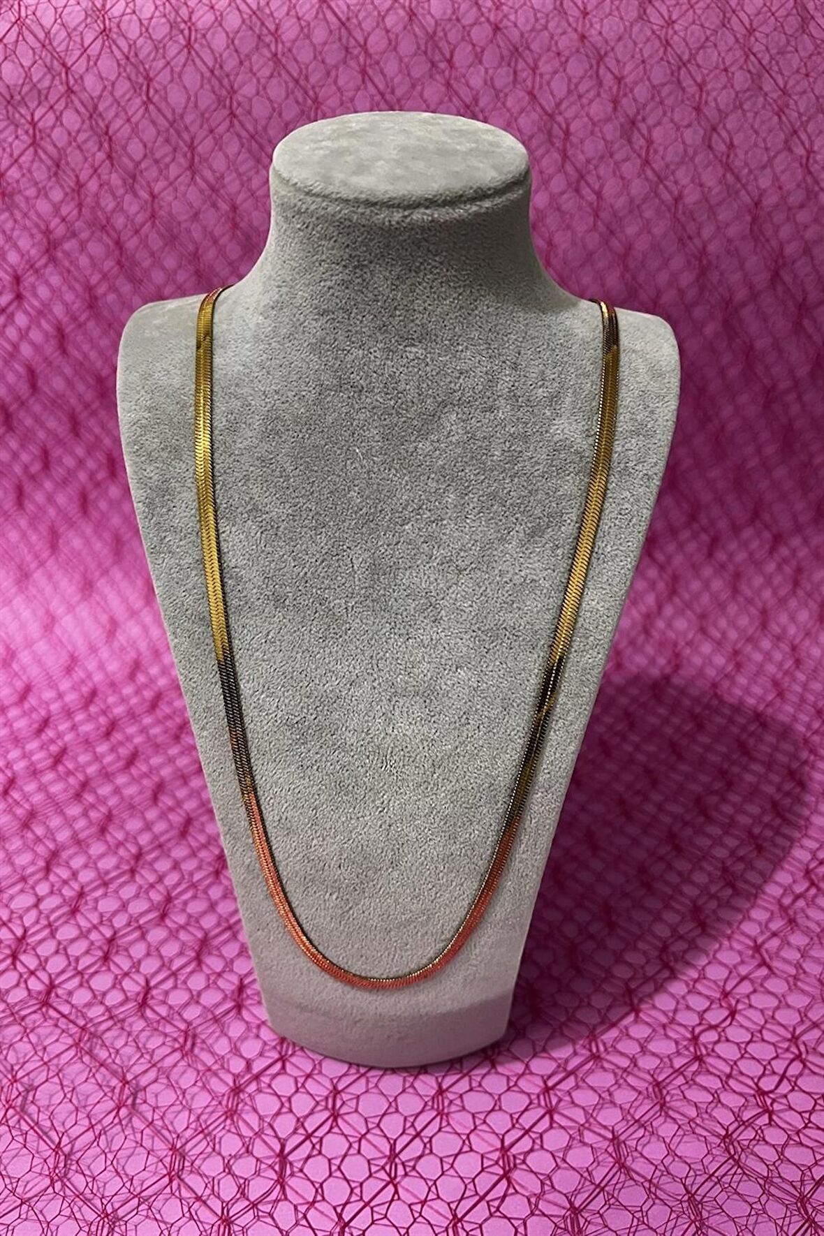Çelik Gold Yassı İtalyan Kolye 65 Cm