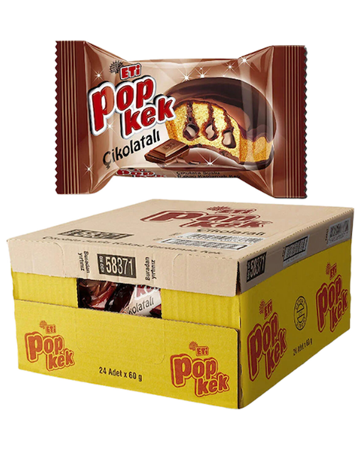 Eti Popkek Çikolata Soslu Kakao Kaplamalı Kek 60 GR * 24 Adet