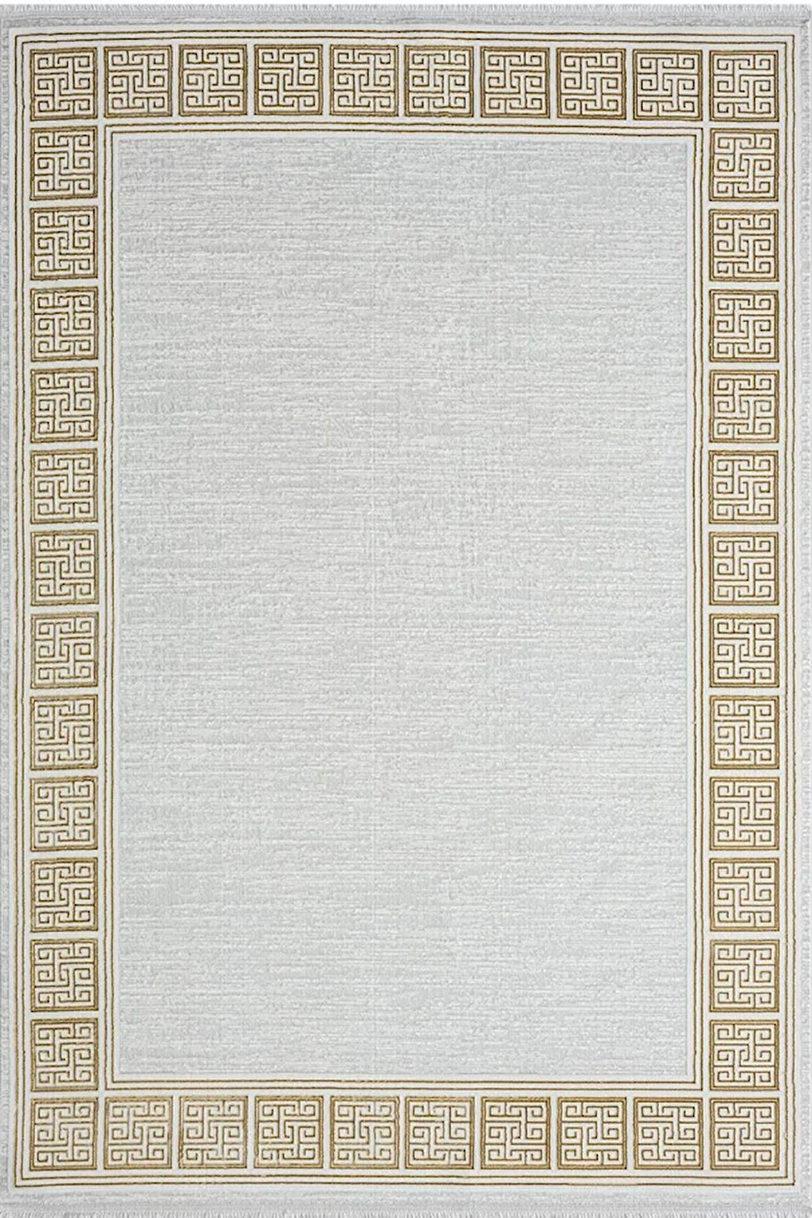 Zenith Zn002a Gri Halı Gold Kenar Çerçeveli Modern Parlak Yumuşak Kadife Ince Antialerjik Salon