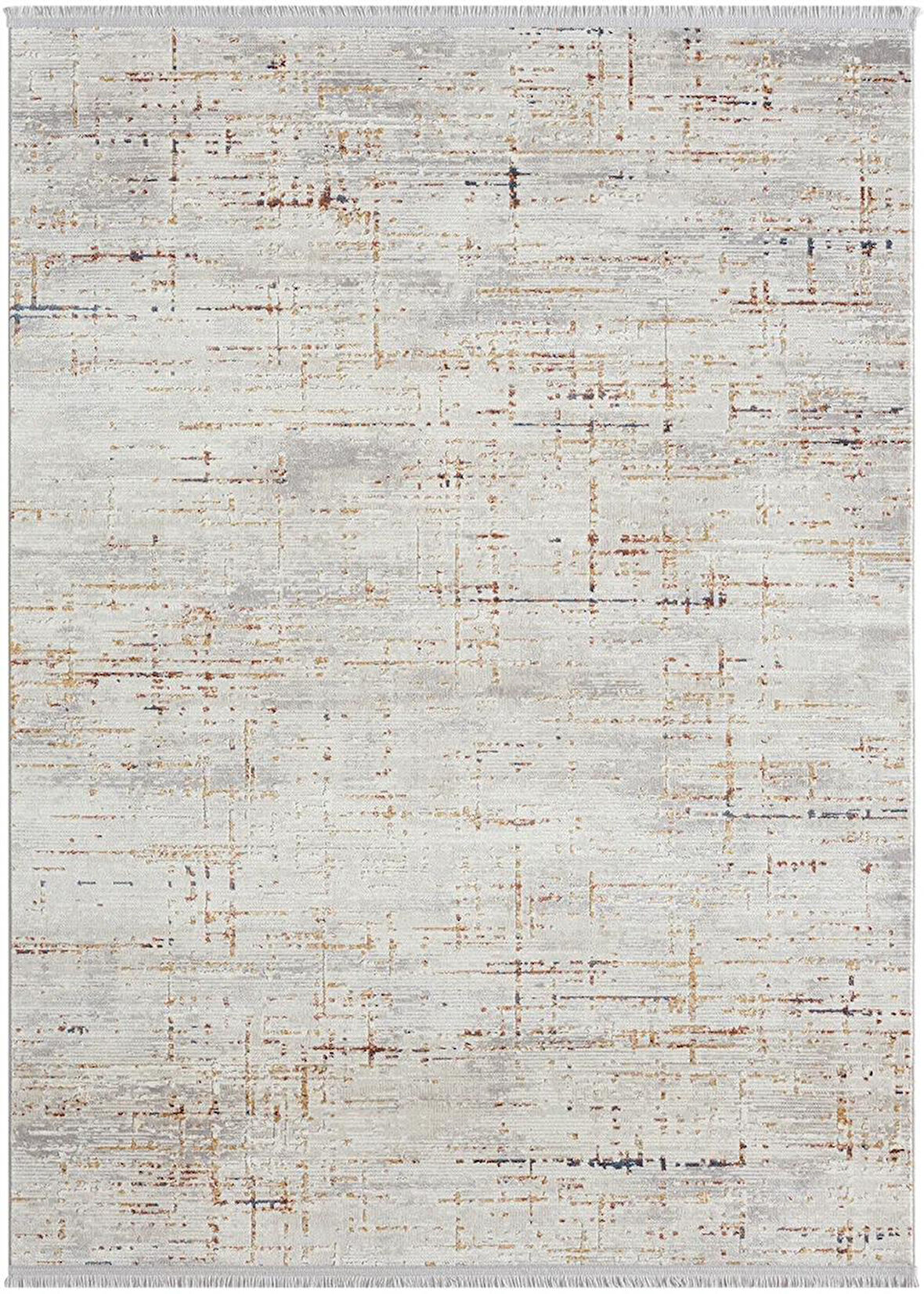 Lotus 8574  Gri Halı Renkli Detaylı Modern İnce Akrilik Tozuaz Salon Halısı Yatak Odası Koridor