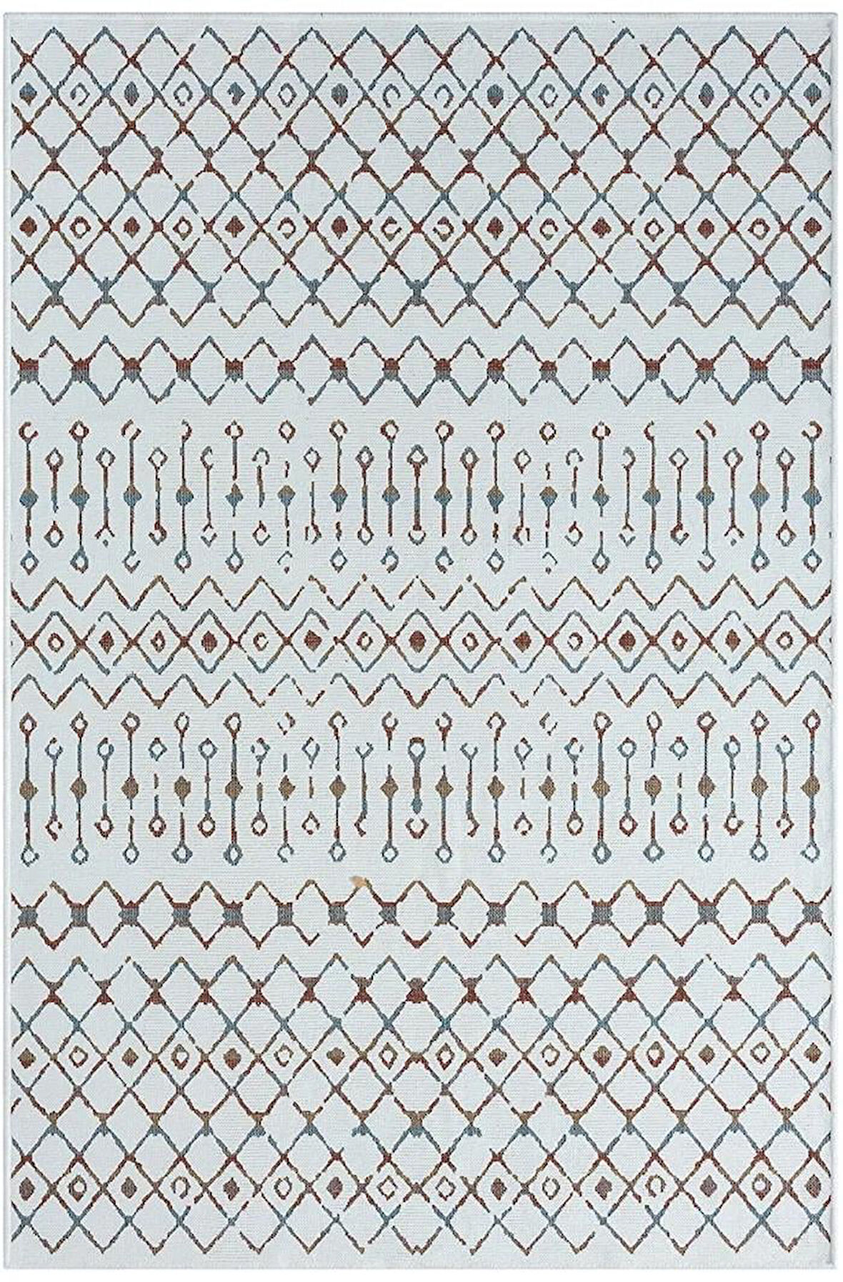 Lenda Ld002A Gri Kilim Renkli Detaylı Ince Antialerjik Kaymaz Taban Makinede Yıkanabilir Salon Halı