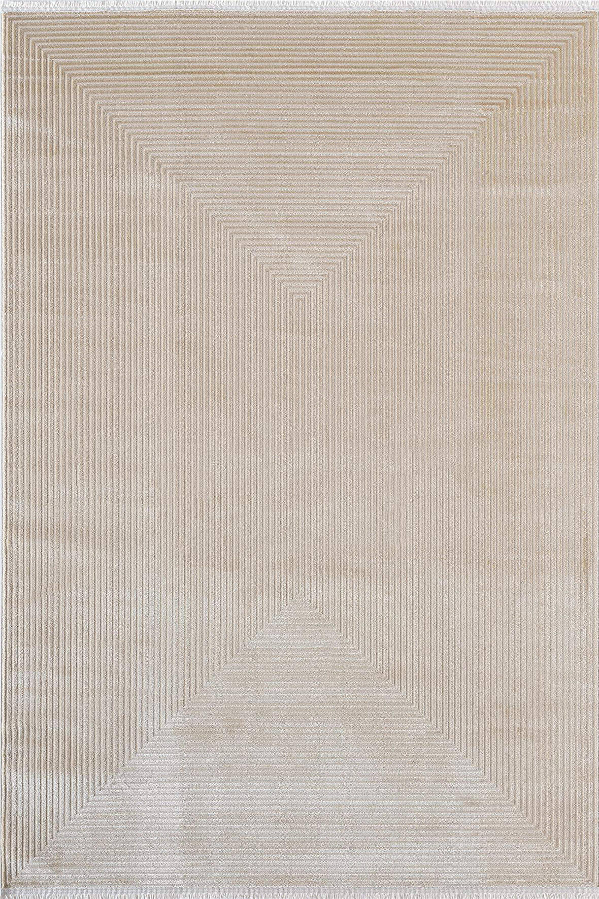 Merit MR010A Krem Halı Vizon Bej Geometrik Detaylı İnce Yumuşak Akrilik Modern Salon Halısı
