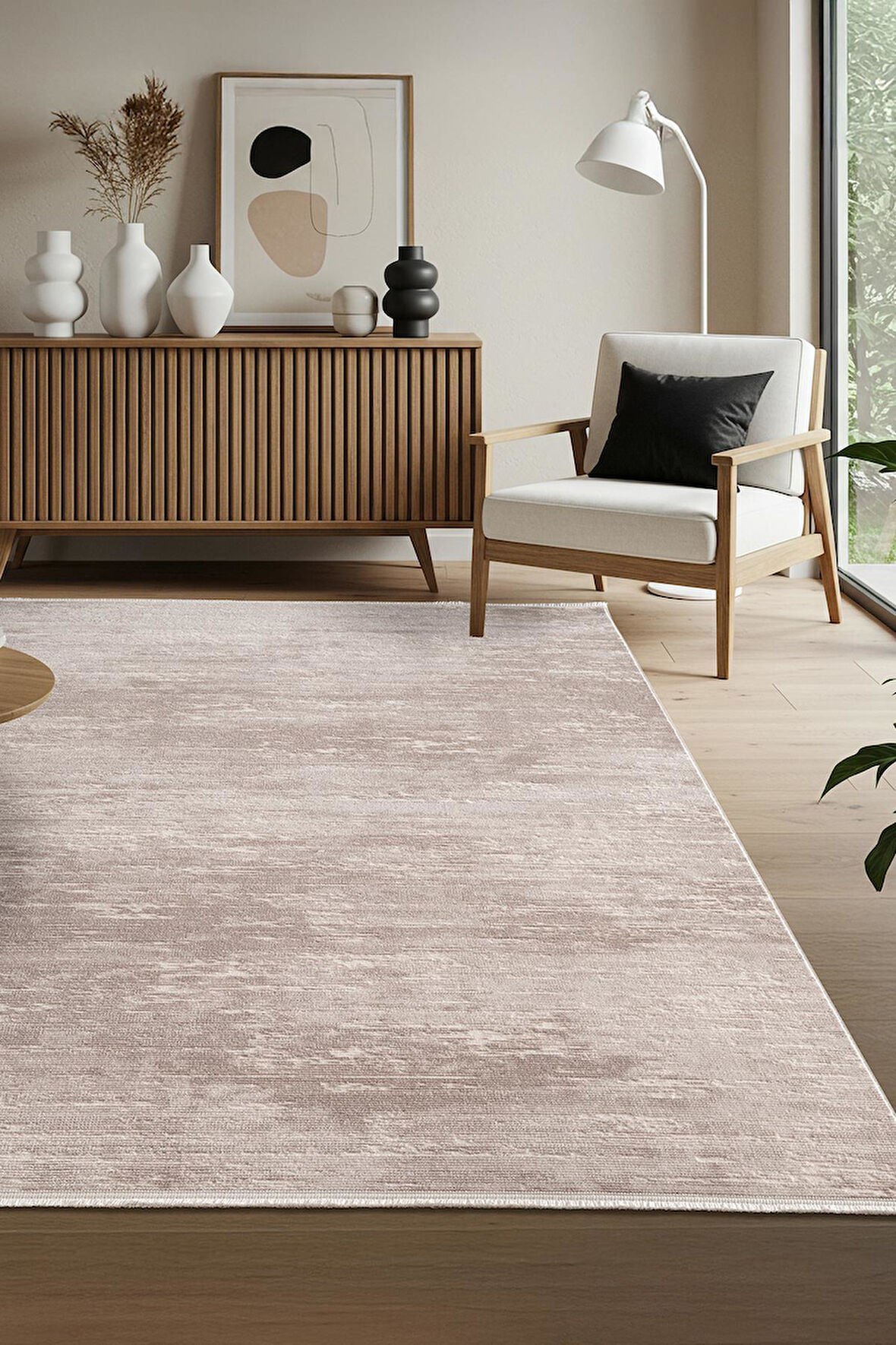 Leon LN001K Bej Halı Modern Desen Pamuk Taban Akrilik Tozuaz Salon Yatak Odası Mutfak Koridor Halısı