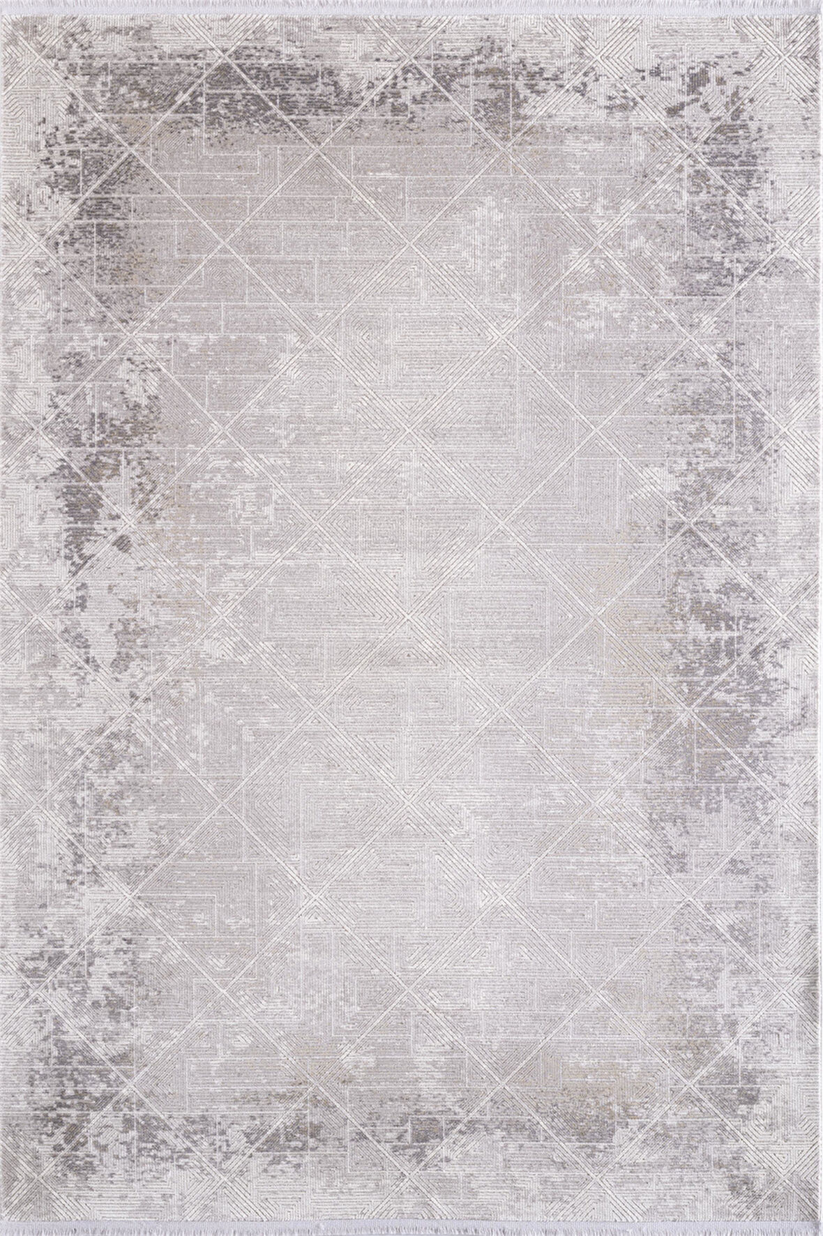 Cosmos CS004G Gri Halı Modern Detaylı Pamuk Taban Viskon Tozuaz Salon Yatak Odası Koridor Halısı