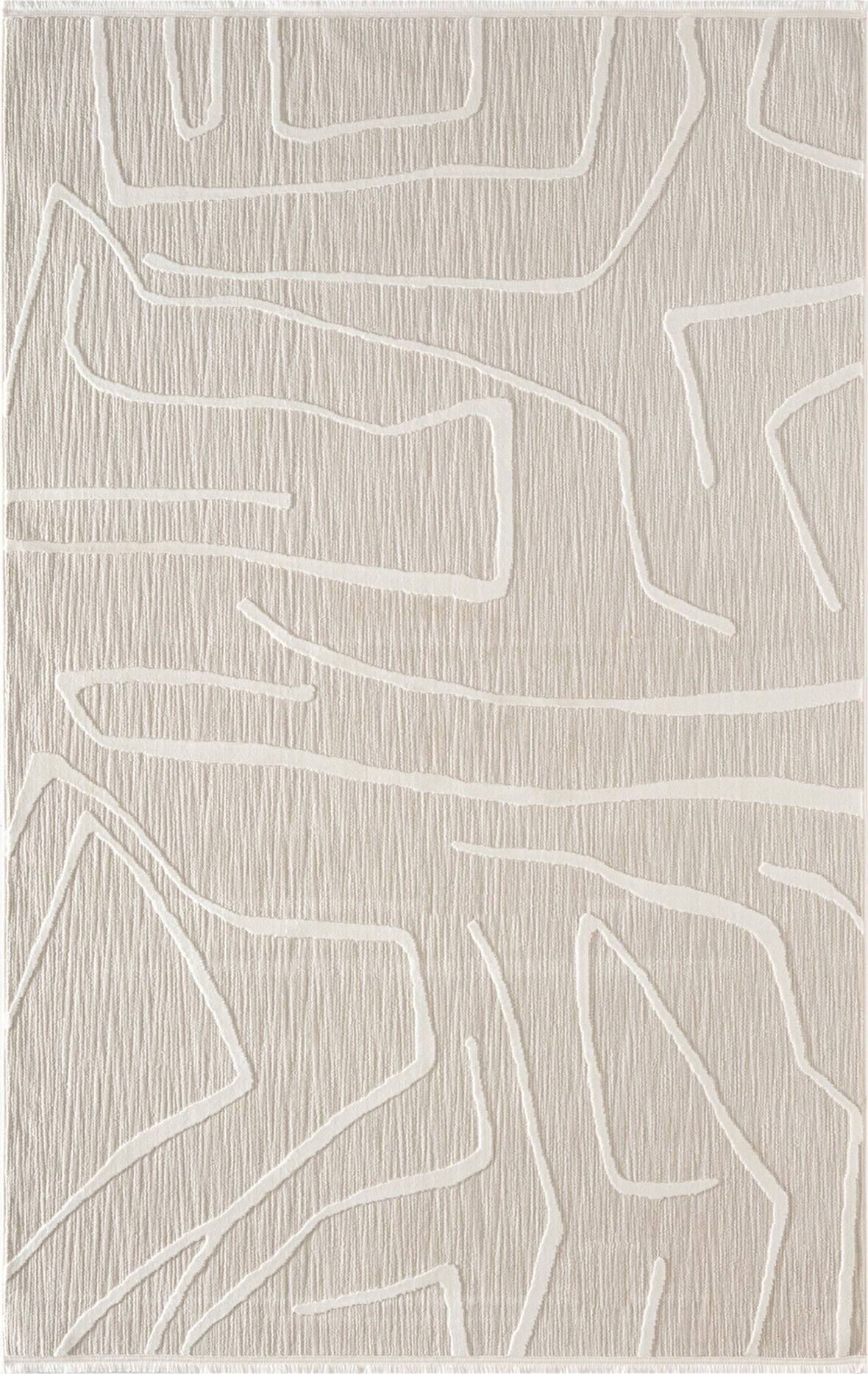 Sümer SM014A Krem Renkli Halı Çizgi Desenli Dekoratif Modern Antialerjik Salon Mutfak Halısı