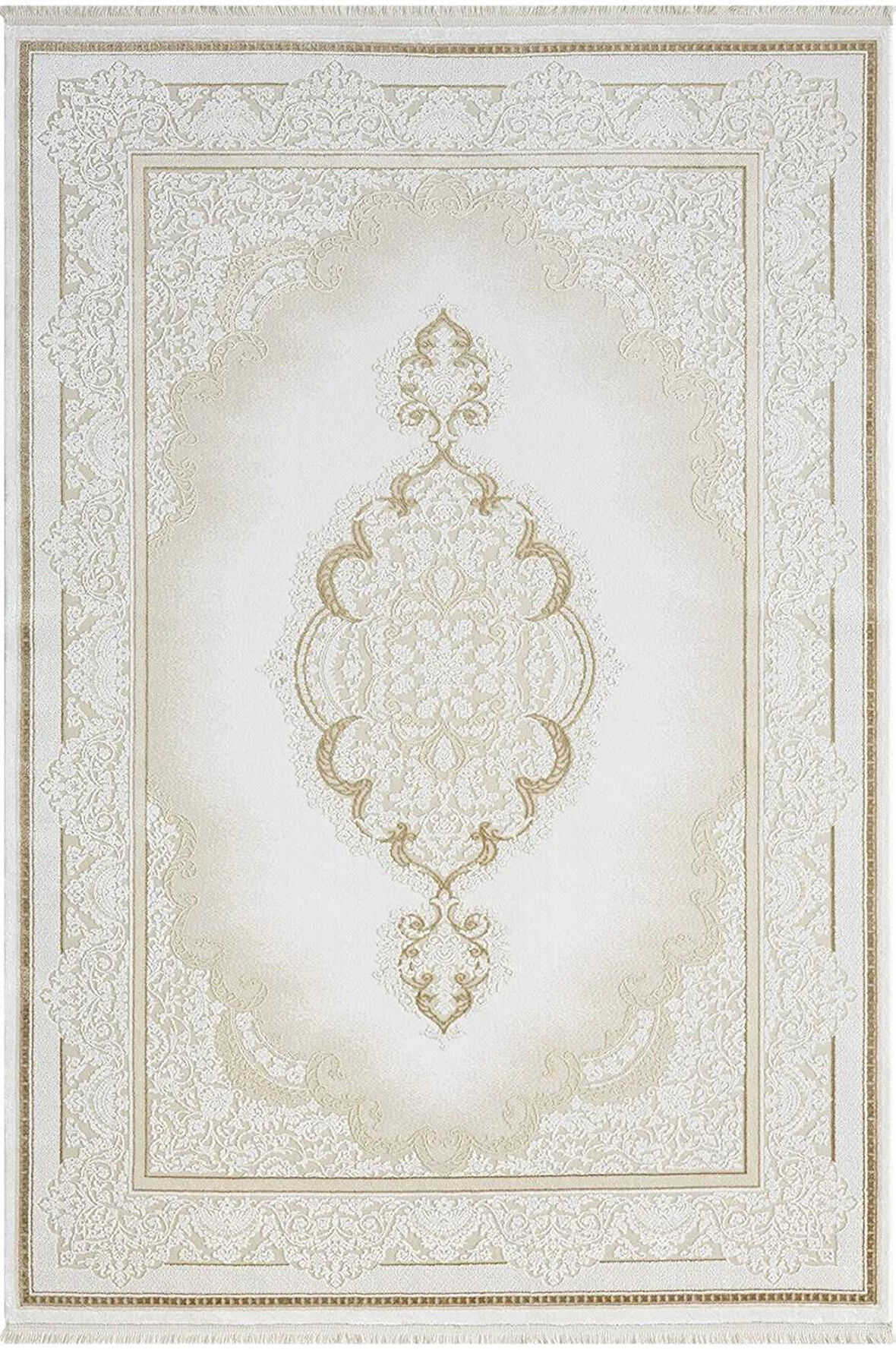 Elegance Eg001a Beyaz Halı Gold Sedef Detaylı Göbekli Modern Viskon Doğal Iplik Bambu Halı Tozu Az