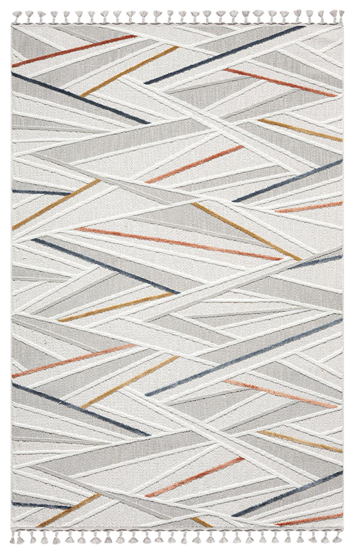 Sümer Sm013a Krem Renli Halı Renkli Geometrik Desenli Dekoratif Modern Antialerjik Salon Halısı