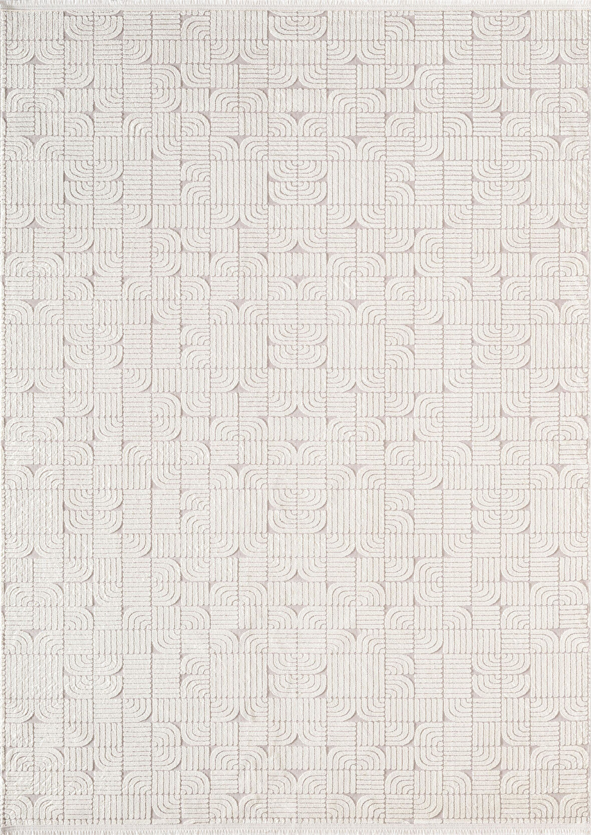  Best 113A Beyaz Modern Geometrik Desen Parlak Makinada Yıkanabilir Salon Halısı