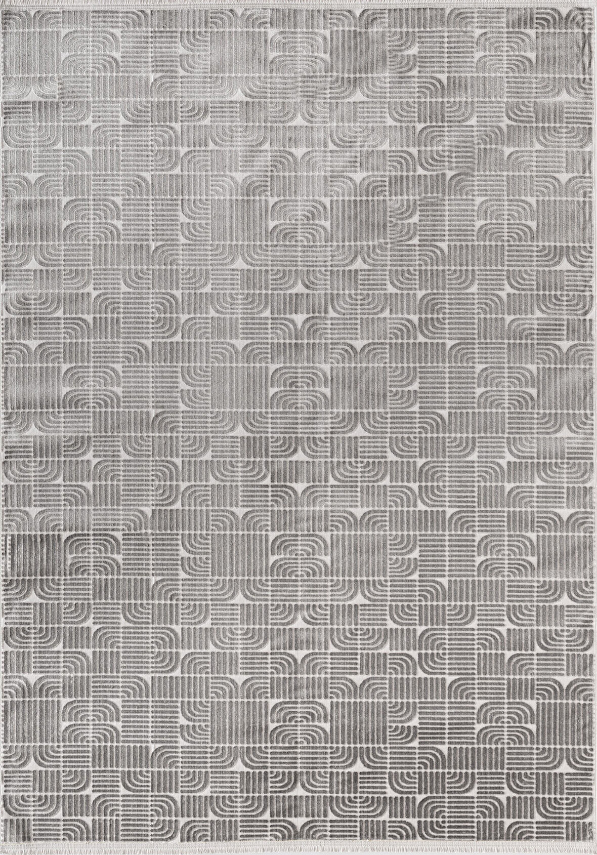  Best 114A  Antrasit Modern Geometrik Desen Parlak Makinada Yıkanabilir Salon Halısı