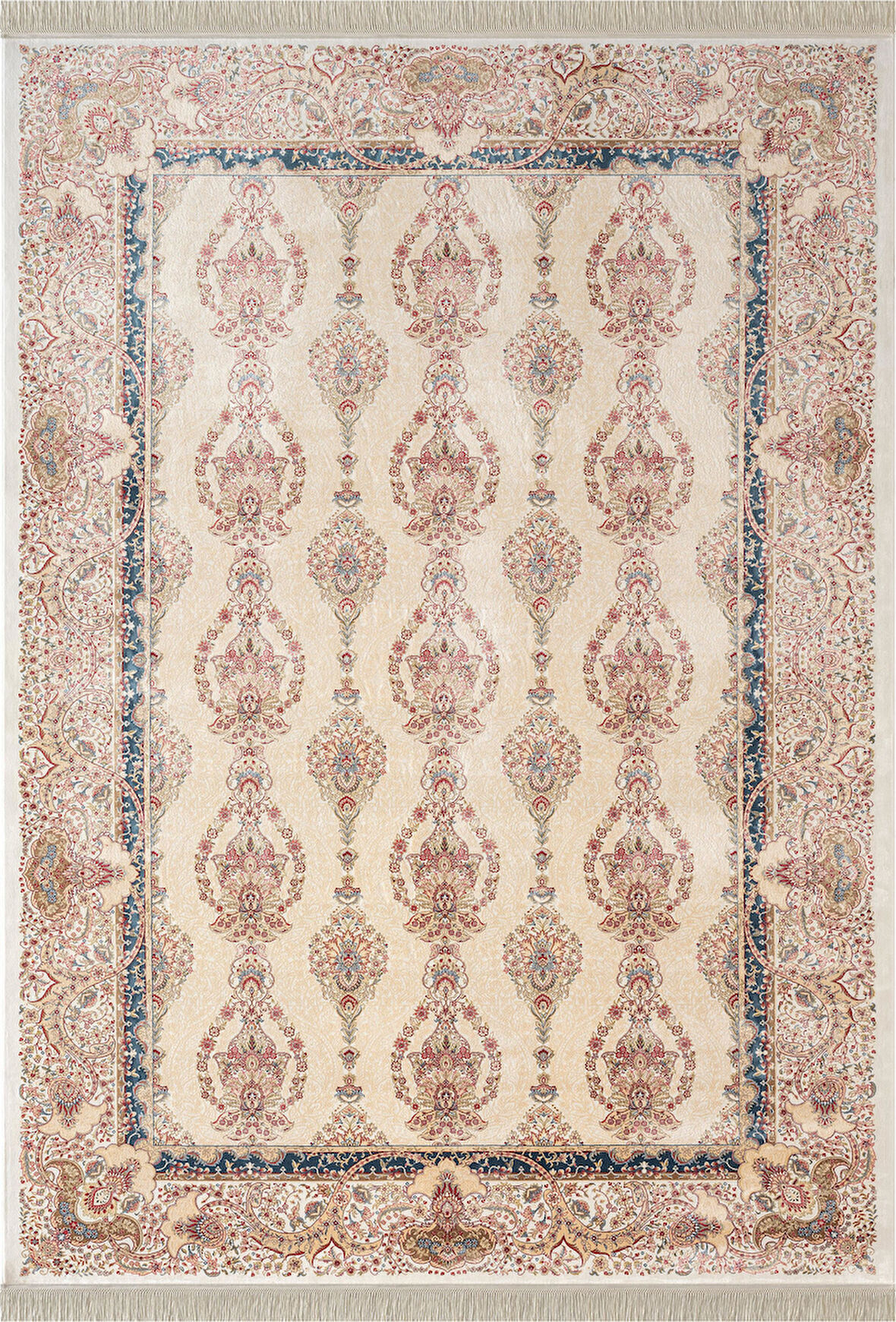 Imperial Luxe IL003R Krem Çerçeveli Halı Klasik Desen 100 Tarak Bambu Viskon İpek Serisi
