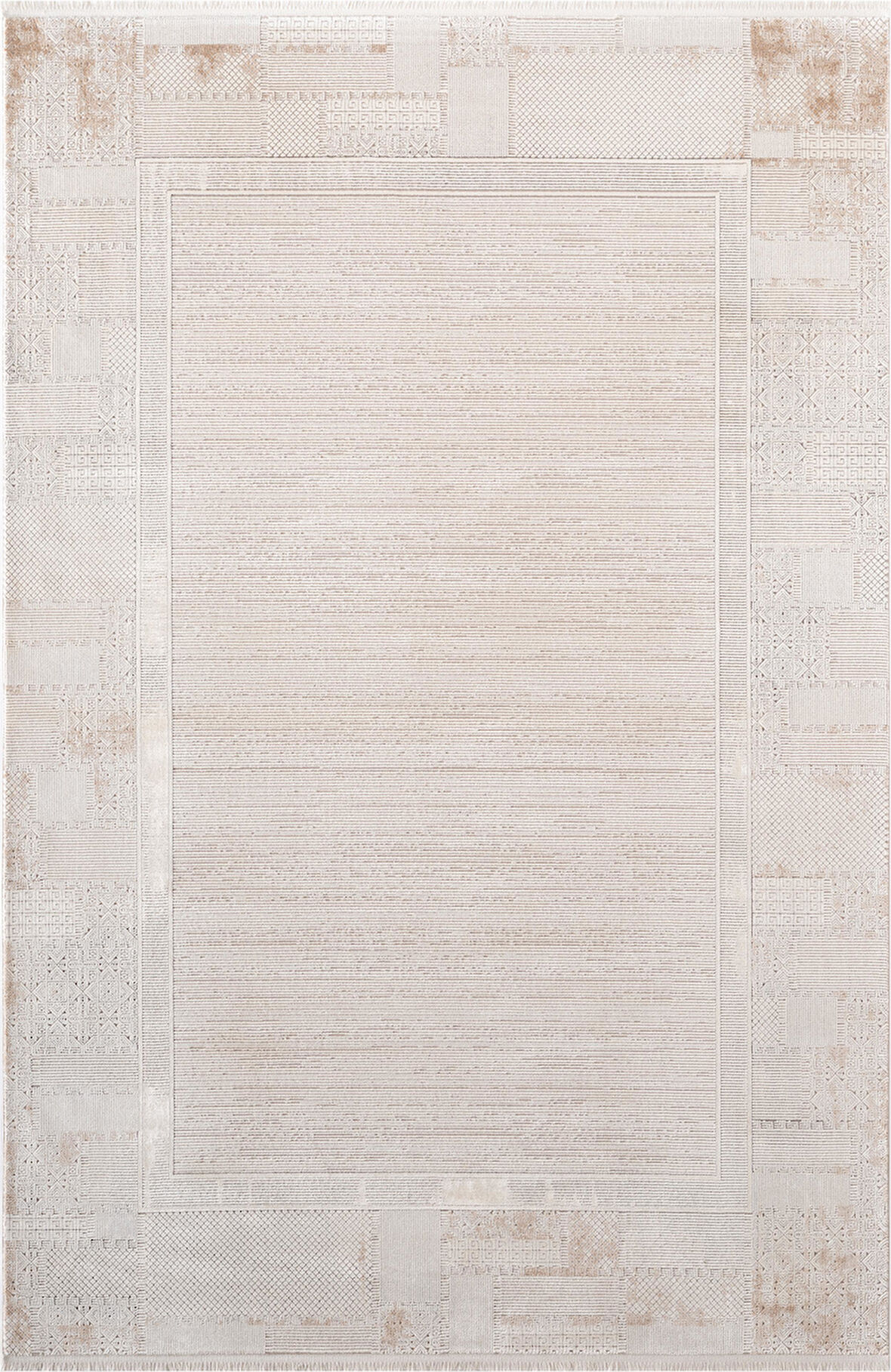 Vogue?VG001B Krem Bej Klasik Desen Modern Renk 100?Tarak Viskon Salon Halısı İpek Serisi