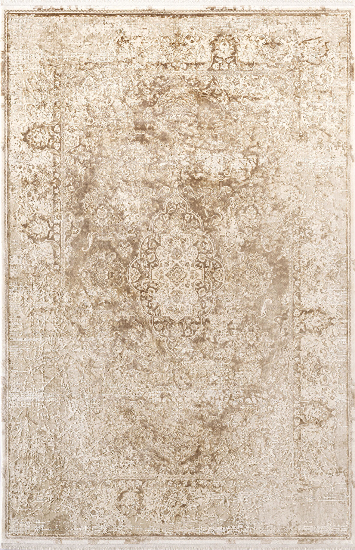 Vogue VG002K Kahve Klasik Göbekli Desen Modern Renk 100 Tarak Viskon Salon Halısı İpek Serisi