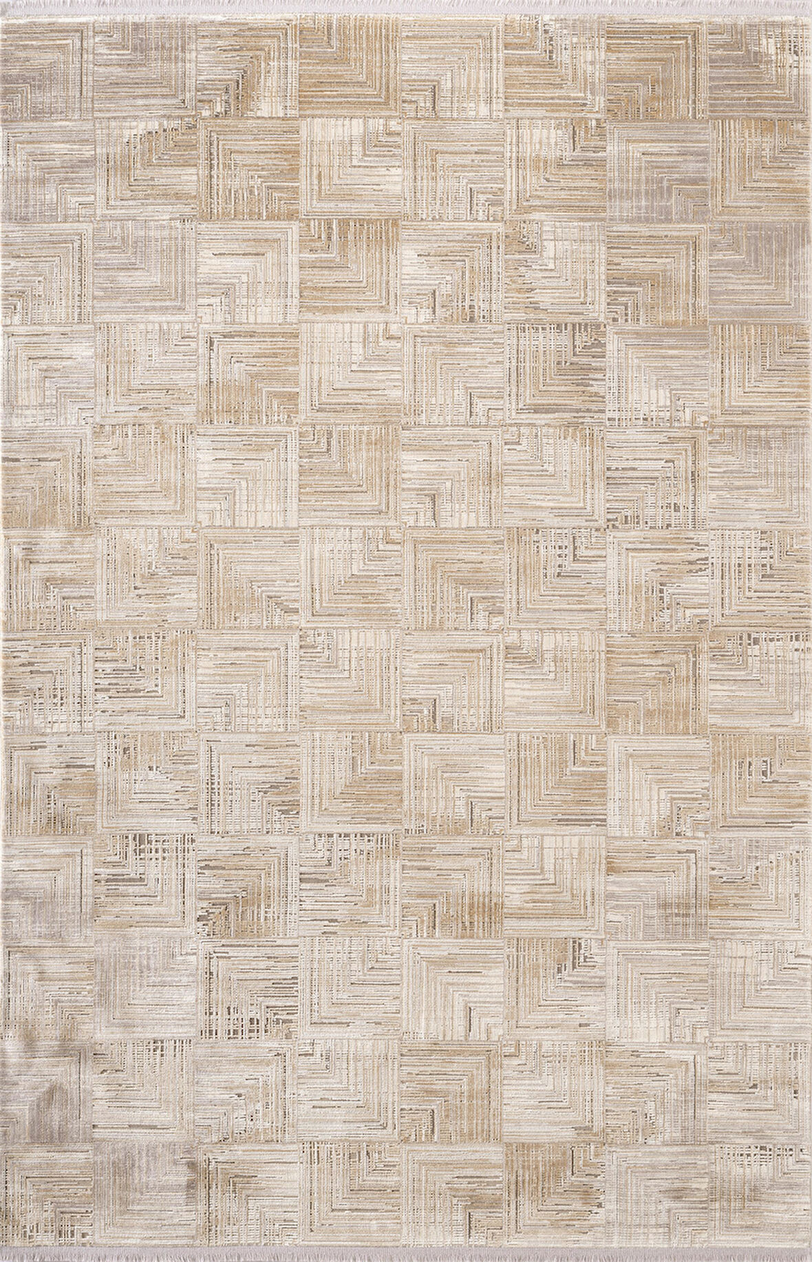 Vogue VG003A Bej Gri Modern Renk Desen 100 Tarak Viskon Salon Halısı İpek Serisi