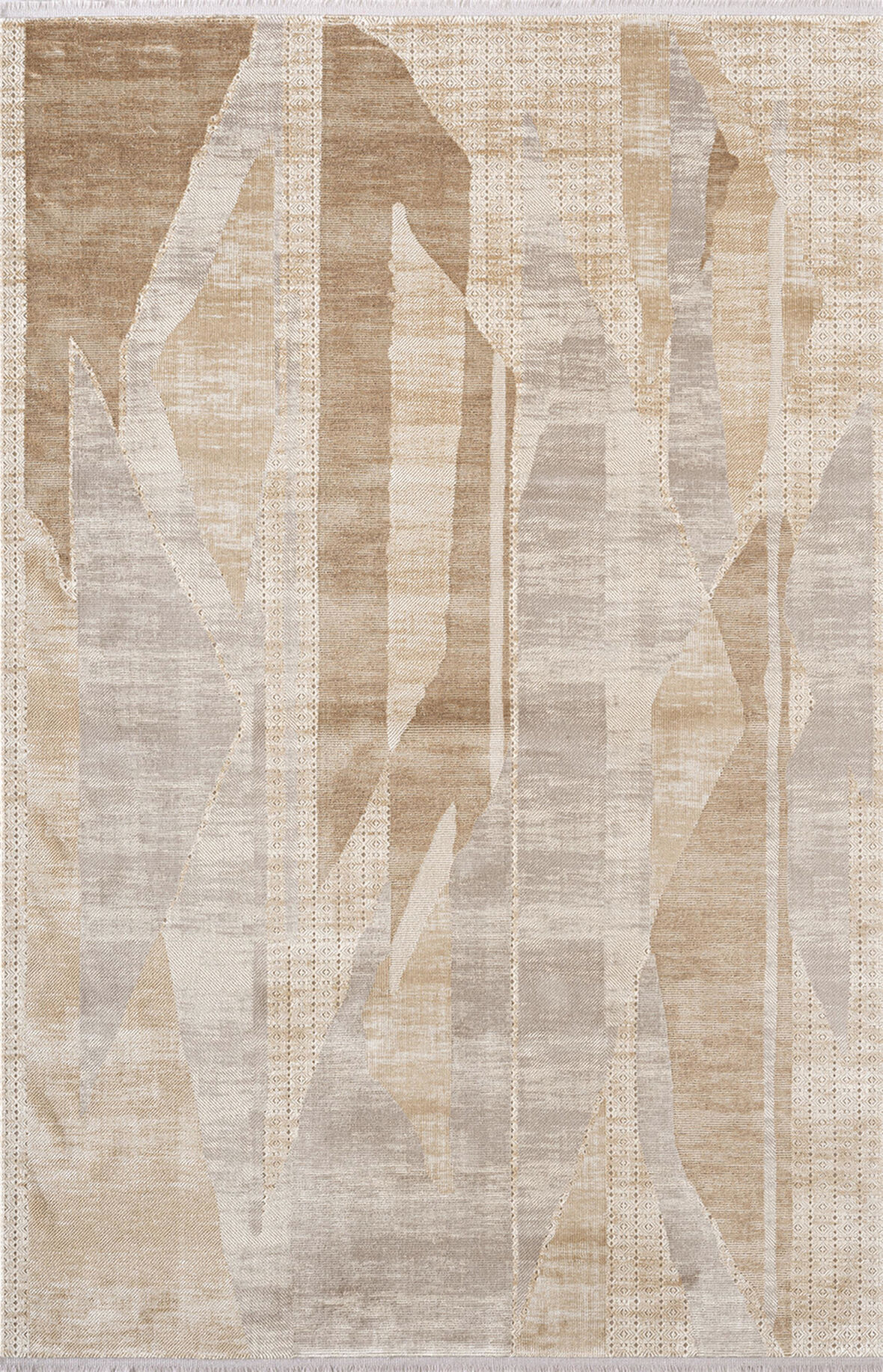 Vogue VG004B Bej Modern Renk Desen 100 Tarak Viskon Salon Halısı İpek Serisi