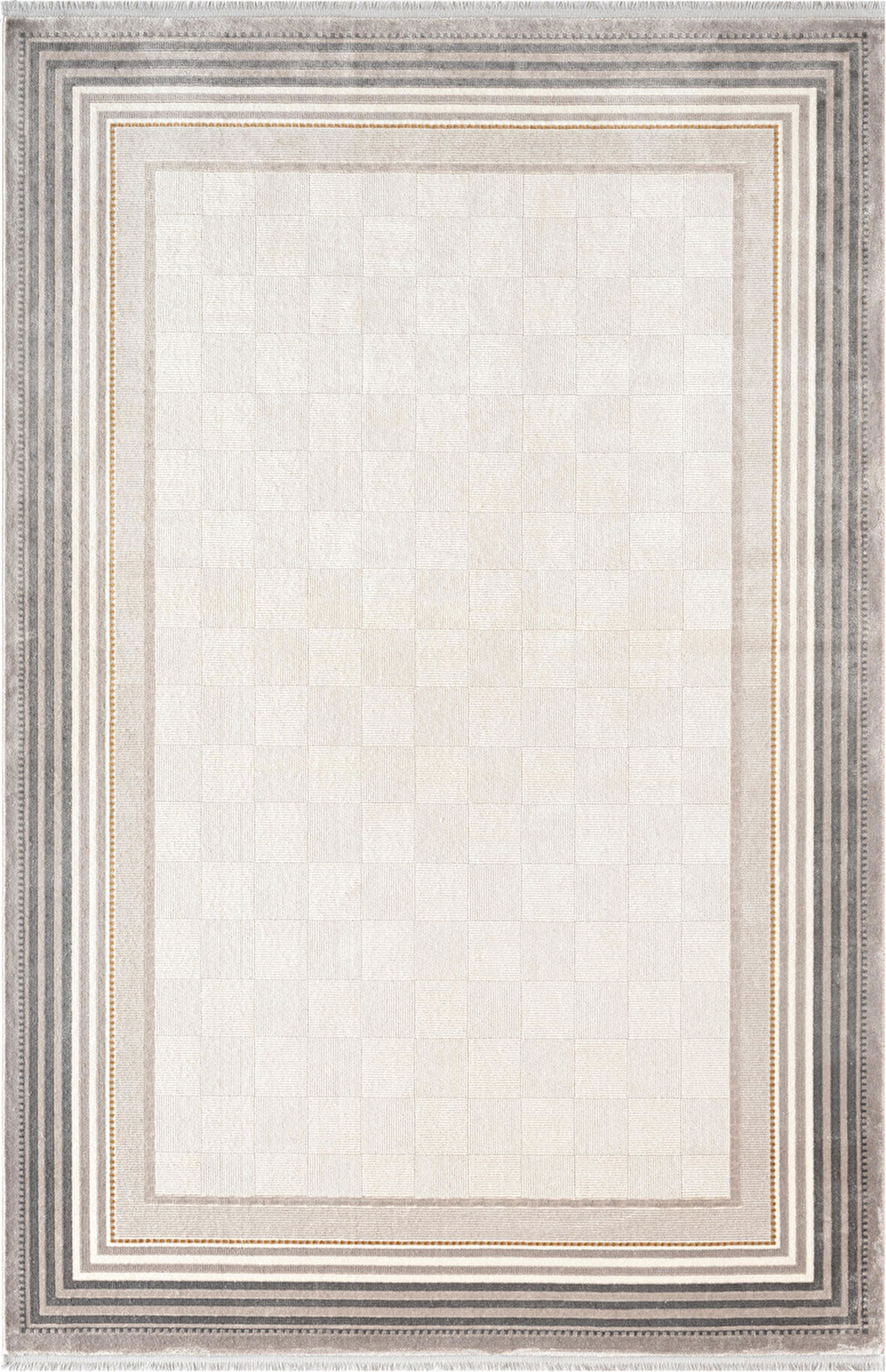 Fresco FC001G Gri Çerçeveli Halı Modern Desen 100 Tarak Viskon Parlak Yumuşak İpek Serisi