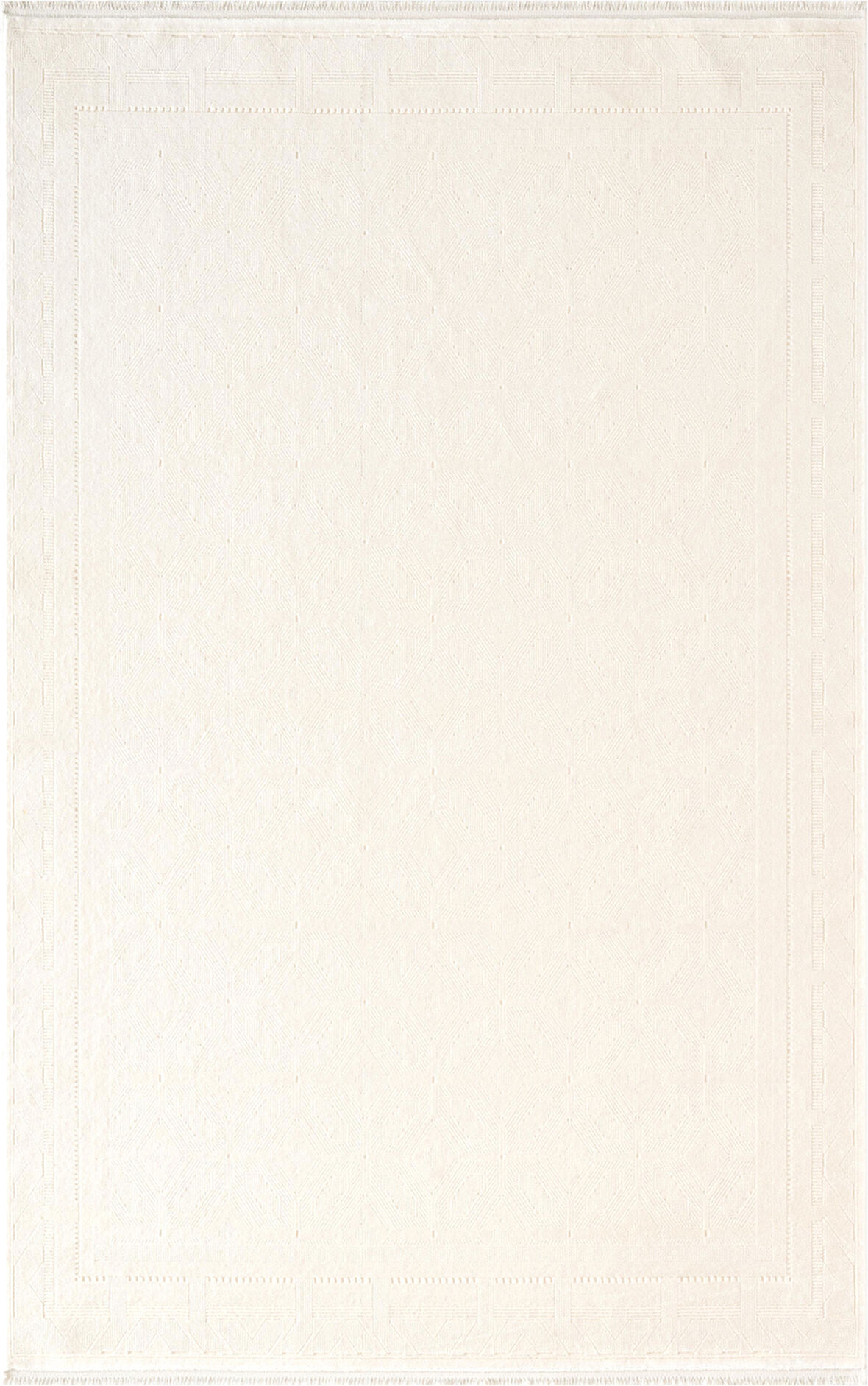 Fresco FC004W Beyaz Çerçeveli Halı Modern Desen 100 Tarak Viskon Parlak Yumuşak İpek Serisi