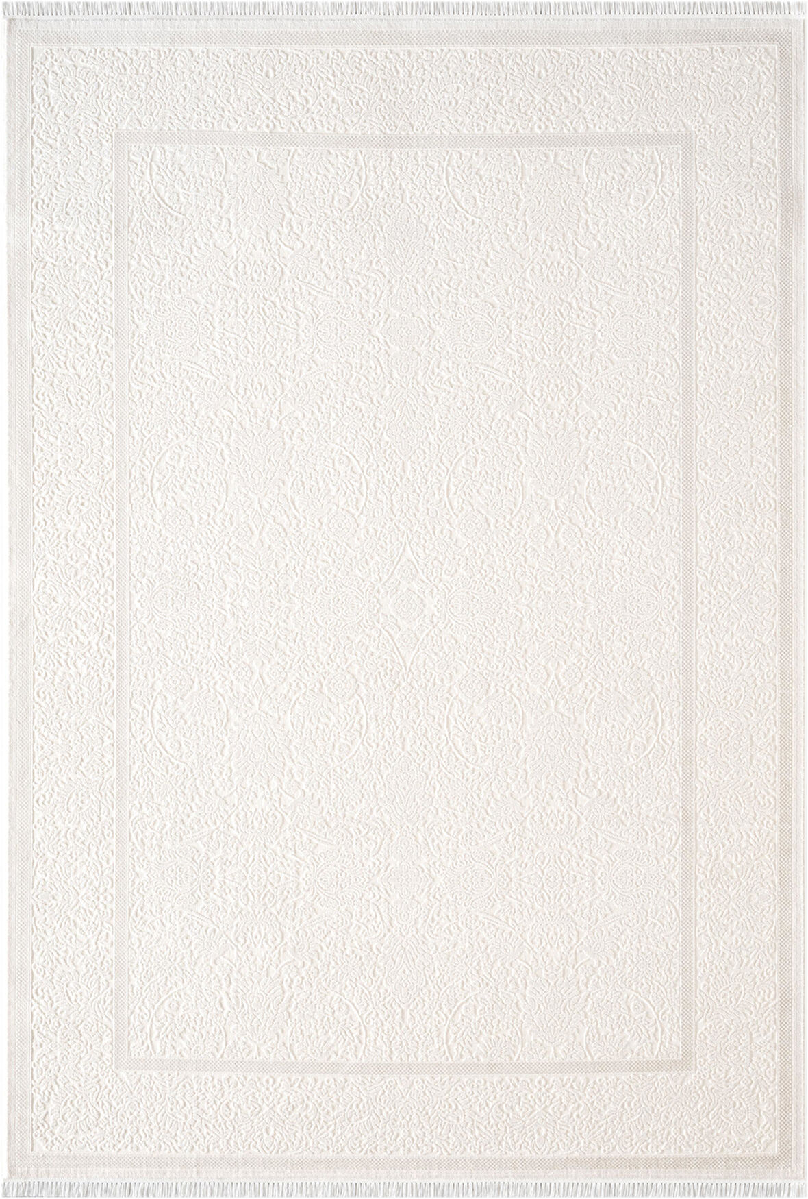 Etro ET002W Krem Klasik Modern Çerçeveli Desen Parlak Ağır Yüksek Sıklıkta Salon Halısı İpek Serisi