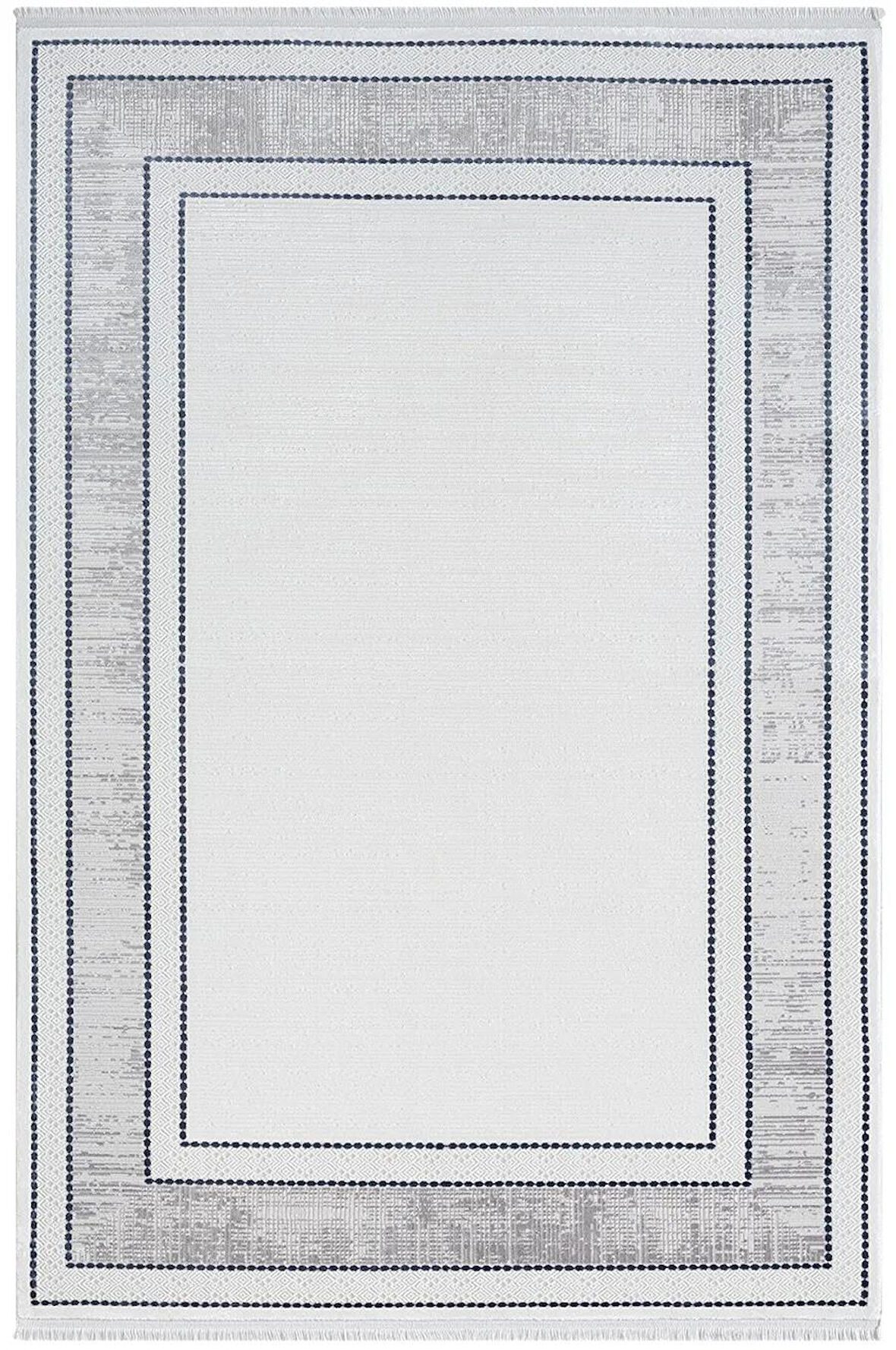 Elegance Eg007a Gri Halı Lacivert Detaylı Modern Viskon Doğal Iplik Bambu Halı Tozu Az Salon Halısı