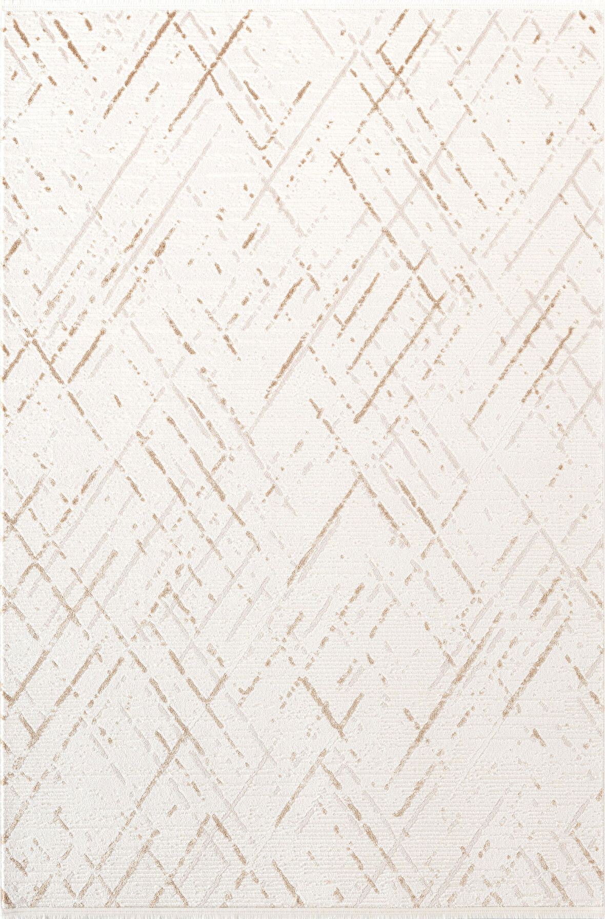 Icon IC003S Krem Modern Gold Detaylı Akrilik Pamuk Tabanlı Salon Koridor Mutfak 4 Mevsim Halı