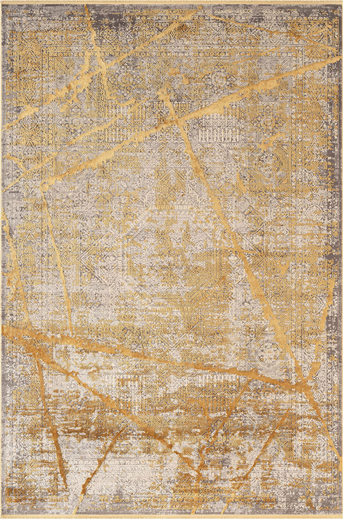 Art AT001S Sarı Halı Modern Desen Triko Akrilik  Viskon Boyama Yüksek Sıklık Ipek Serisi