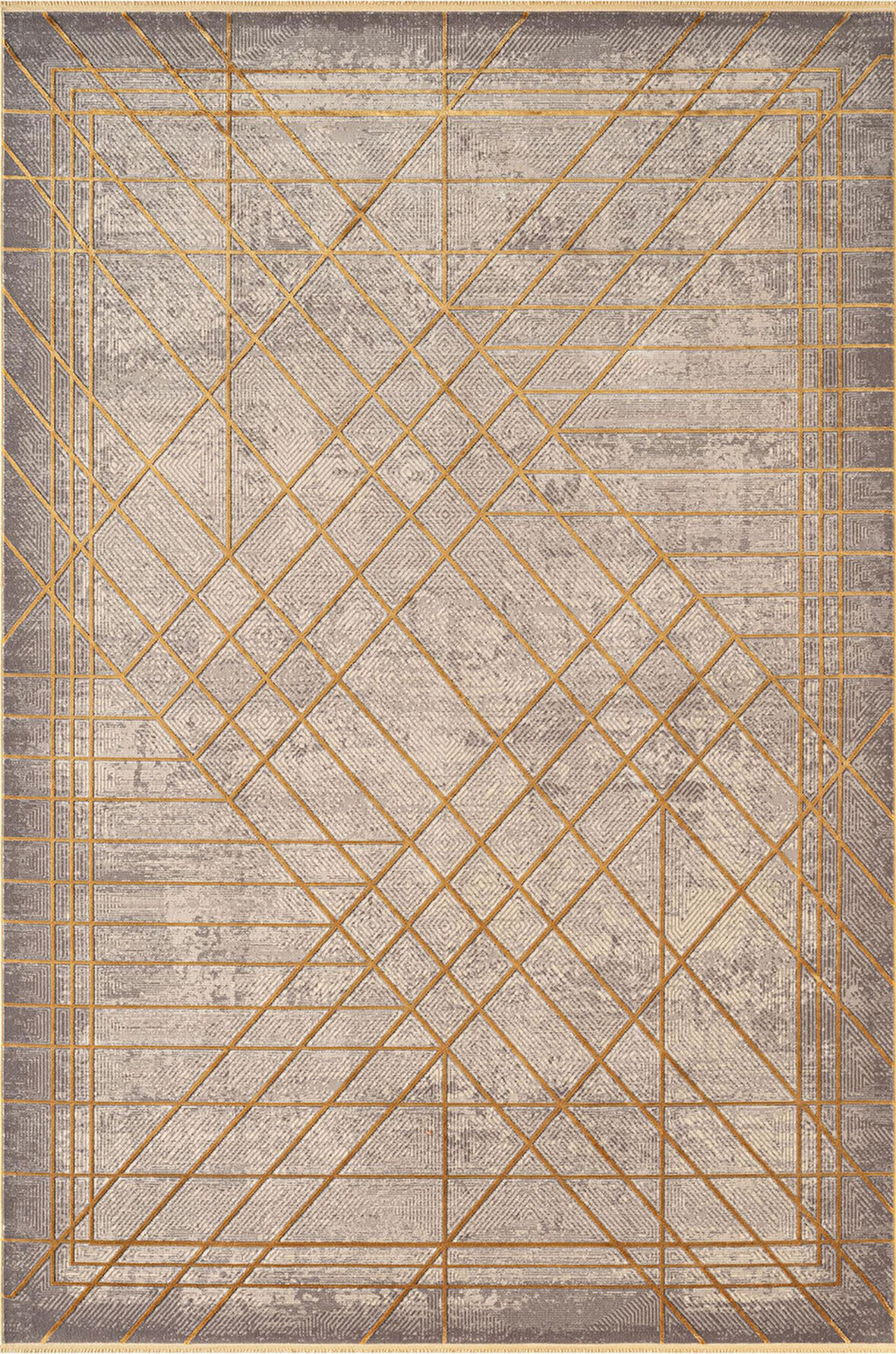 Art AT002S Sarı Geometrik Desen Modern Halı Triko Akrilik Viskon Boyama Yüksek Sıklık Ipek Serisi